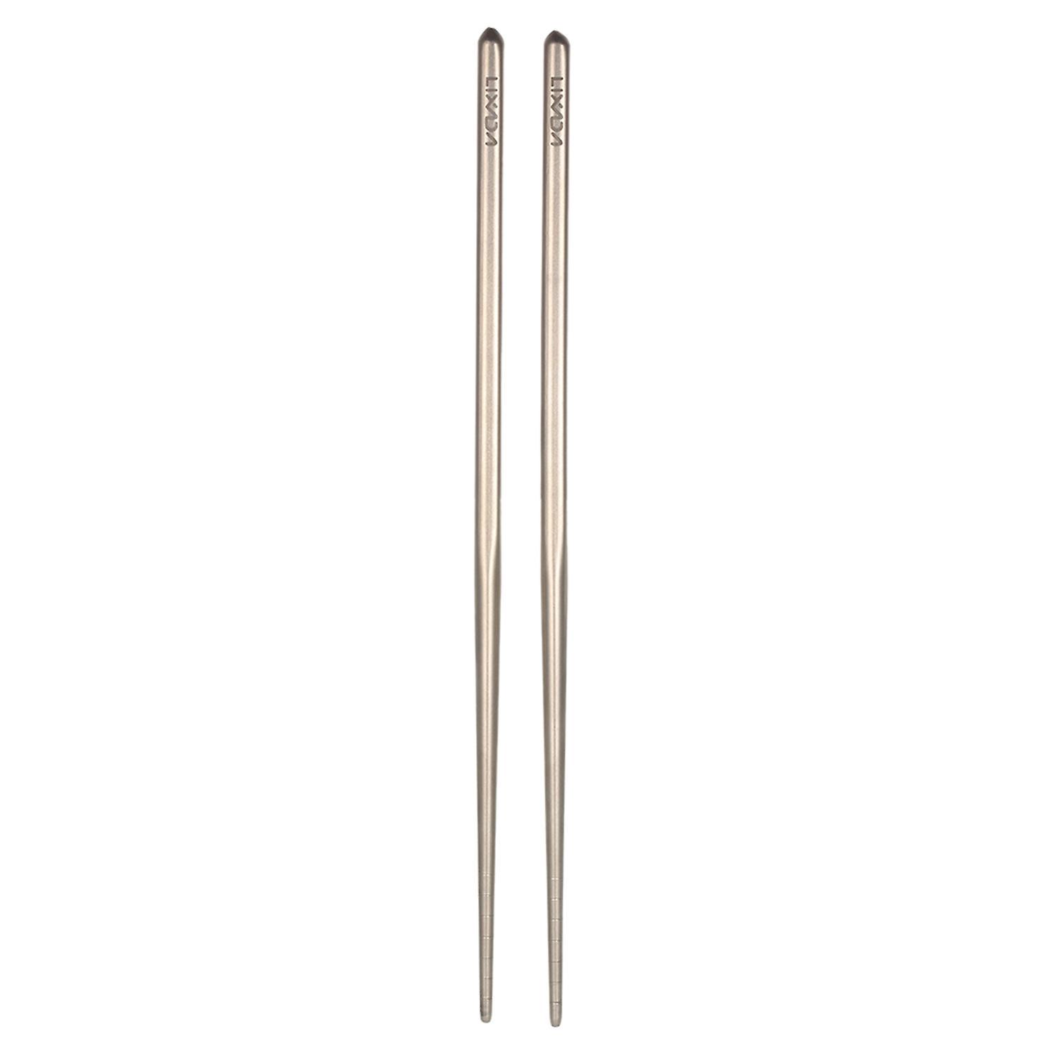 Paar Wiederverwendbare Quadratische Essstäbchen Aus Titan, Ultraleicht Und Robust, 230 Mm, Mit Tragetasche.