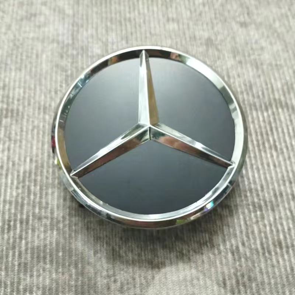 Satz Mit 4 Radnabenkappen (75 Mm) Für Mercedes C, E, Glk, Glc, Cls, Ml, Abr, Dreieckiges Felgenemblem, Mattschwarz, 4 Stück