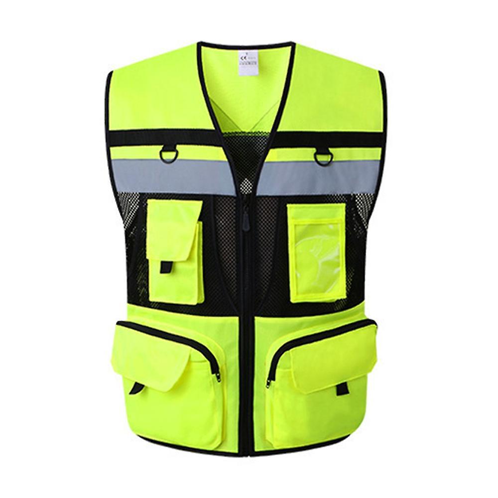 Sicherheitsweste Für Damen Und Herren Mit Taschen, Gut Sichtbaren Reflektoren, Reißverschluss Vorne, Atmungsaktivem Material