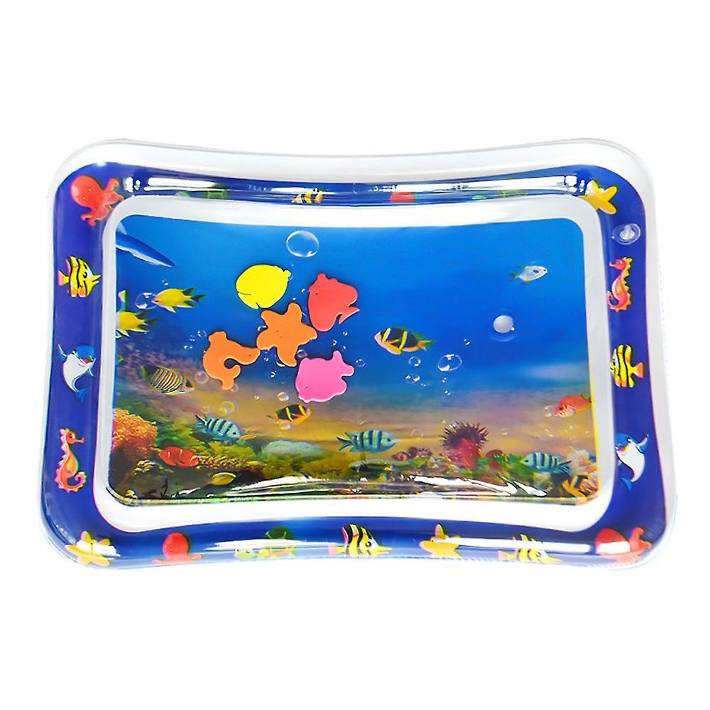 Bauchlage-wassermatte Für Babys Und Kleinkinder, Aufblasbare Pvc-wasserspielmatte Mit Tropischen Fischen, Quadratisches Spielmotiv