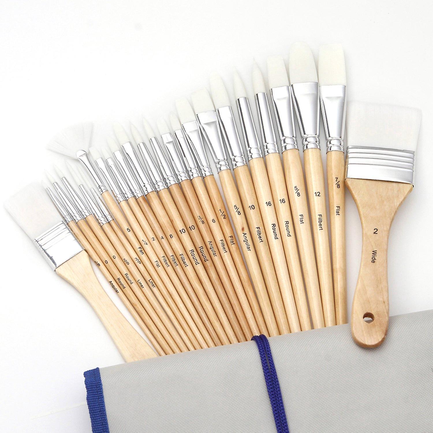 24-teiliges Künstlerpinsel-set, Professionelle Rundpinsel Mit Nylonborsten, Rot-weiß, Mit Canvas-beschichtung