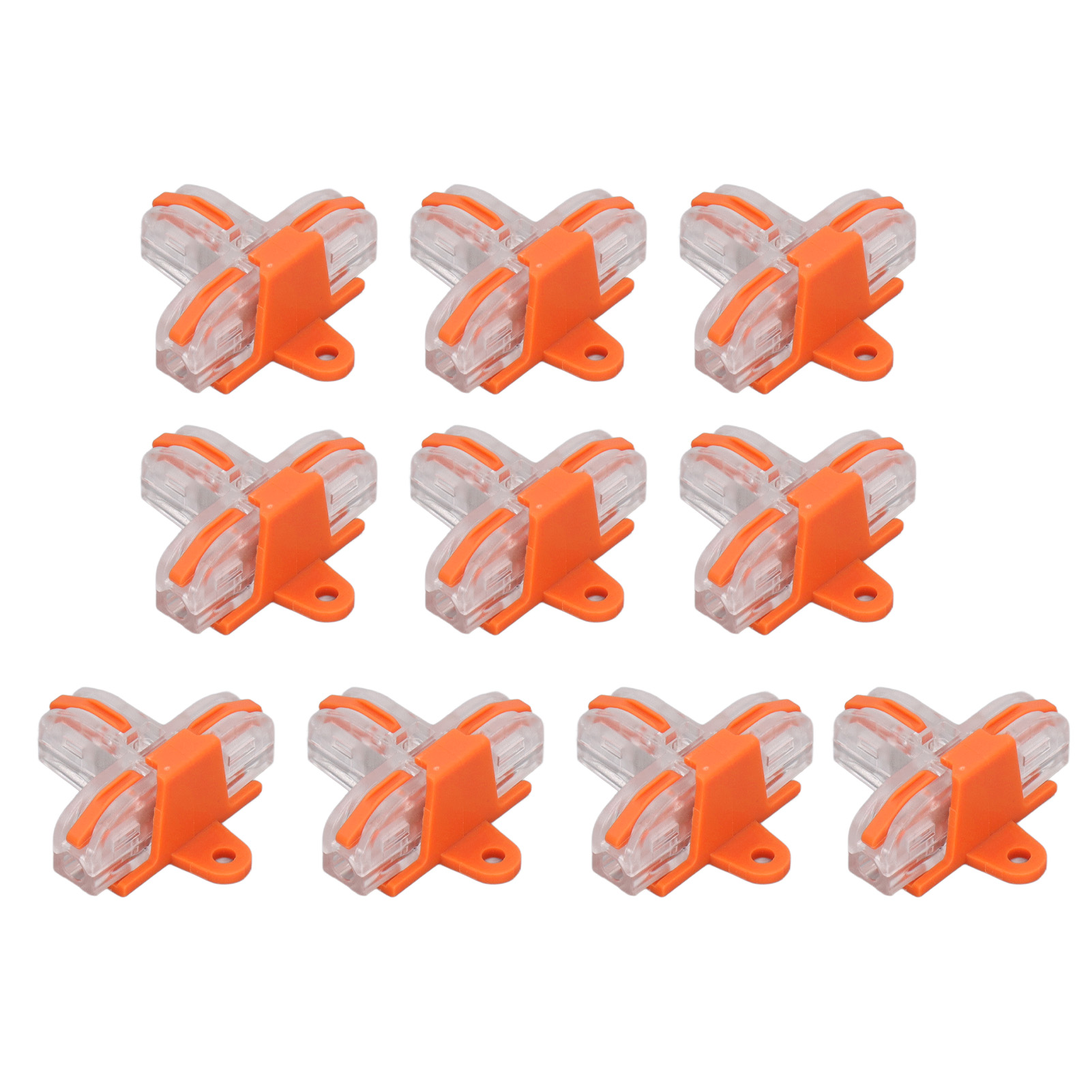 10-teiliges Set T-förmiger Drahtverbinder Aus Kupfer Mit Transparentem Pc-gehäuse, Schnellverbinder-klemmenblock, Orange