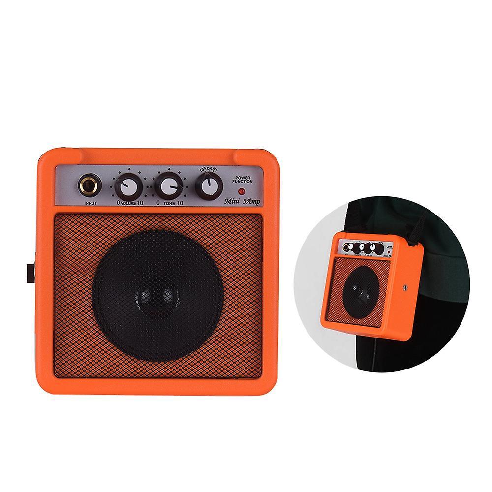 5-watt-mini-gitarrenverstärker Mit Lautsprecher, 3,5-mm- Und 6,35-mm-eingängen, 6,35-mm-ausgang, Lautstärkeregler Und Tonregelung – Orange