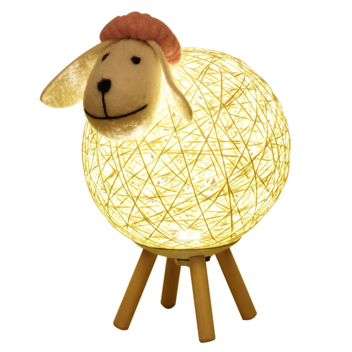 Led-nachtlicht Für Kinder, Niedliches Schaf-design, Handgewebter Lampenschirm, Mondlampe, Kinderzimmerlampe, Us-m – Reguläre Version – Rosa