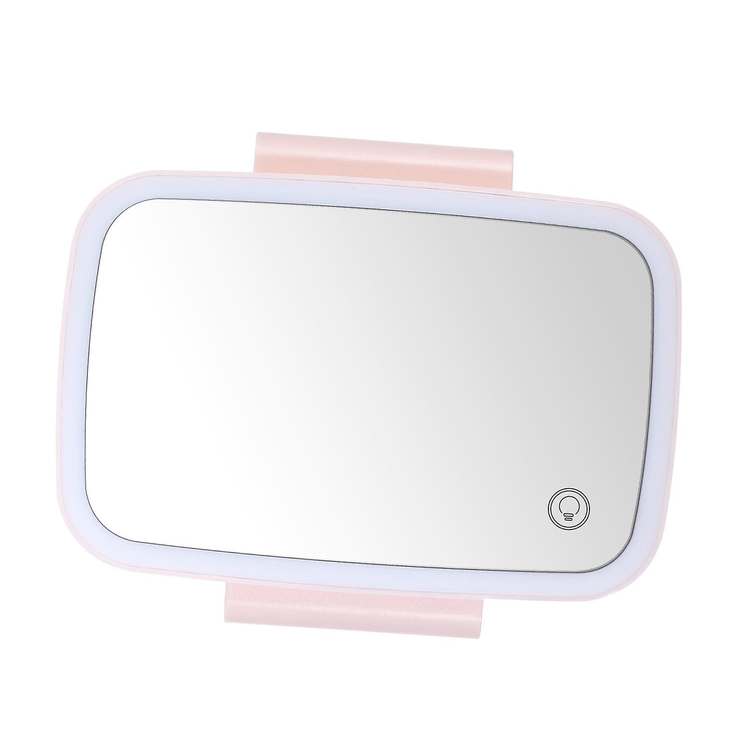 Auto-sonnenblendenspiegel Mit Led-beleuchtung, Verstellbarem, Abgedunkeltem Kosmetikspiegel, Pinkfarbenem Clip