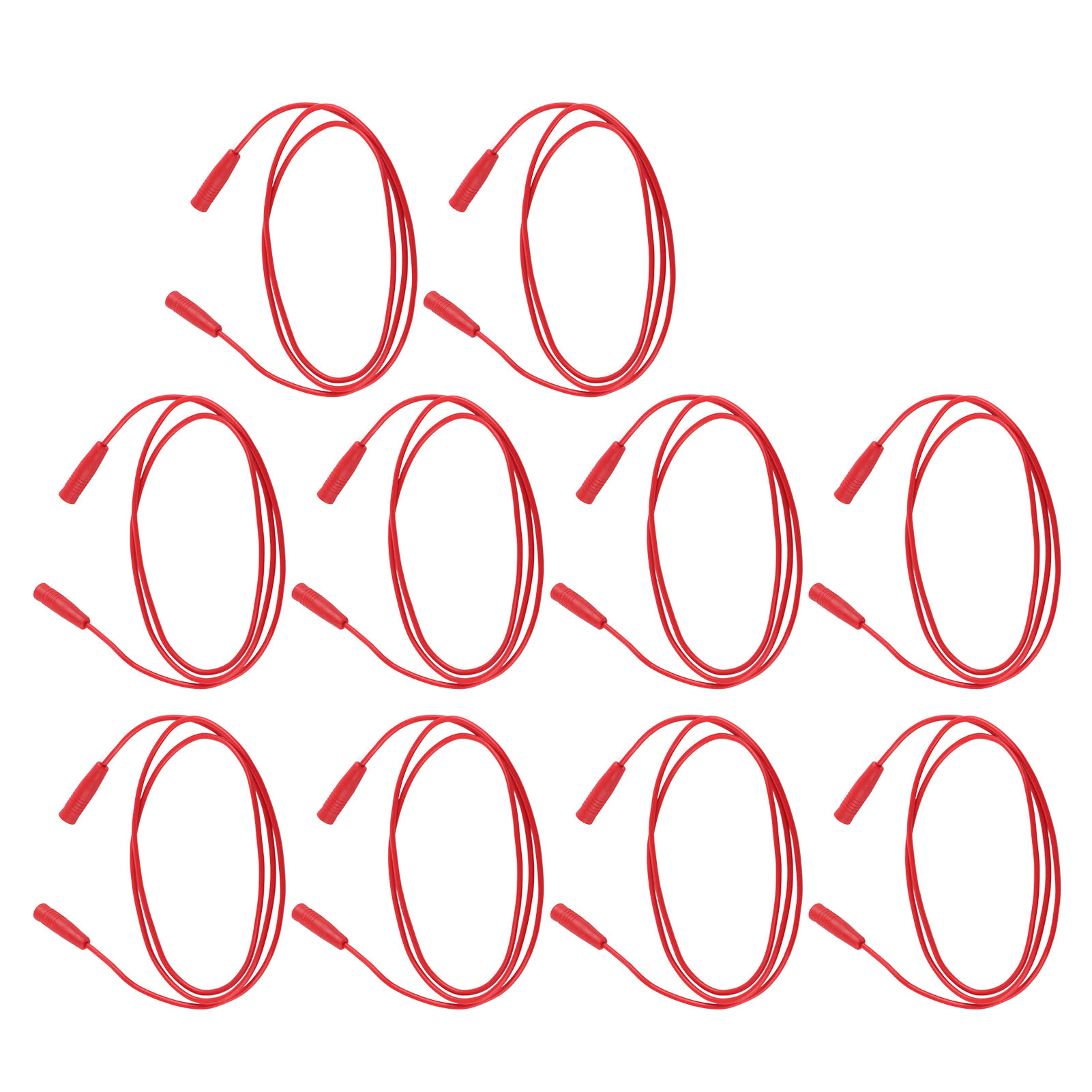 10er-set Elektrische Verlängerungs-prüfleitungen, 0,44 Mm², 2-mm-buchse Auf Bananenbuchse, J.70029, Rot