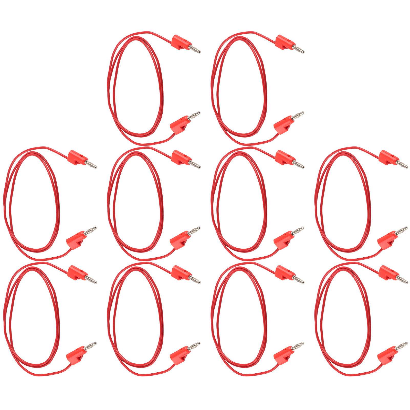 10er-set Bananenstecker-prüfleitungen, Stecker Auf Stecker, Messingkern, Elektrische Prüfleitungen J.70006, 4 Mm, Rot