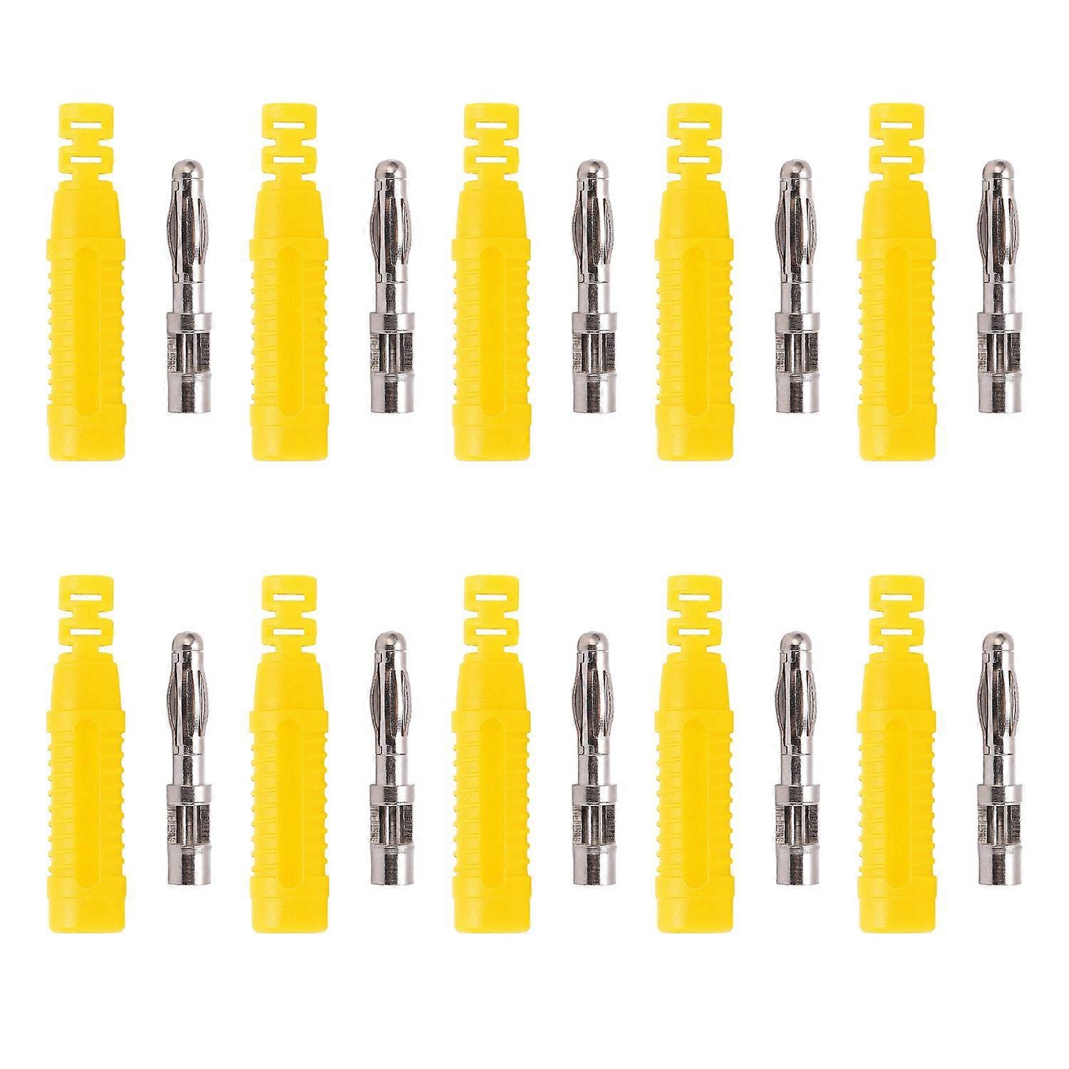 10 Stück Metall-bananenstecker, Rot-kupferfarben, 4 Mm, Männlich, Mit Gehäuse Für Testgeräte, Gelb
