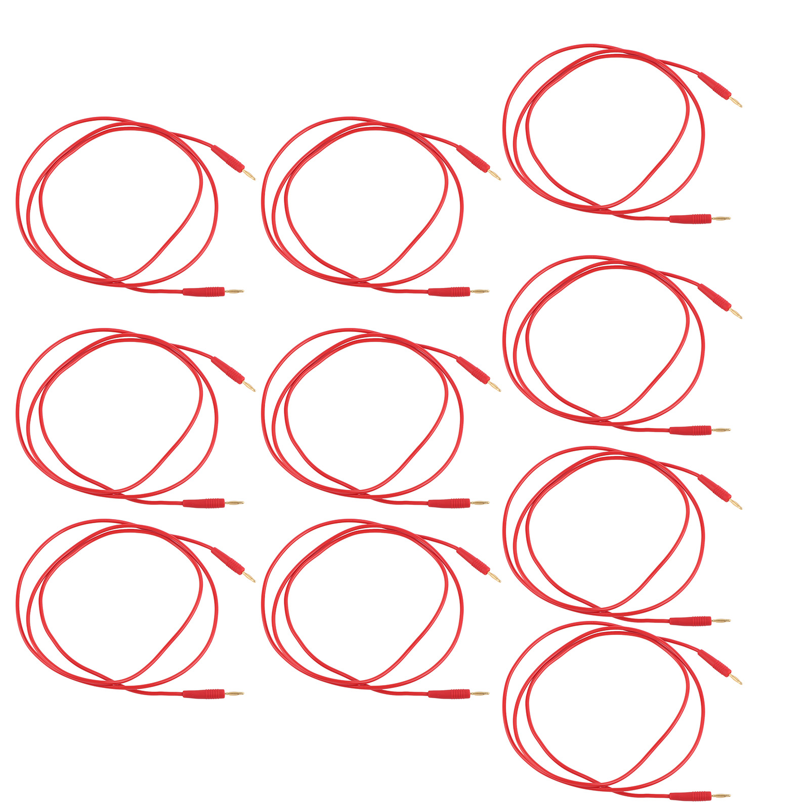 10er-set Bananenstecker-prüfleitungen, Verschweißt, Stecker Auf Stecker, Prüfkabel Für Heimindustrie, 0,44 Mm², Rot