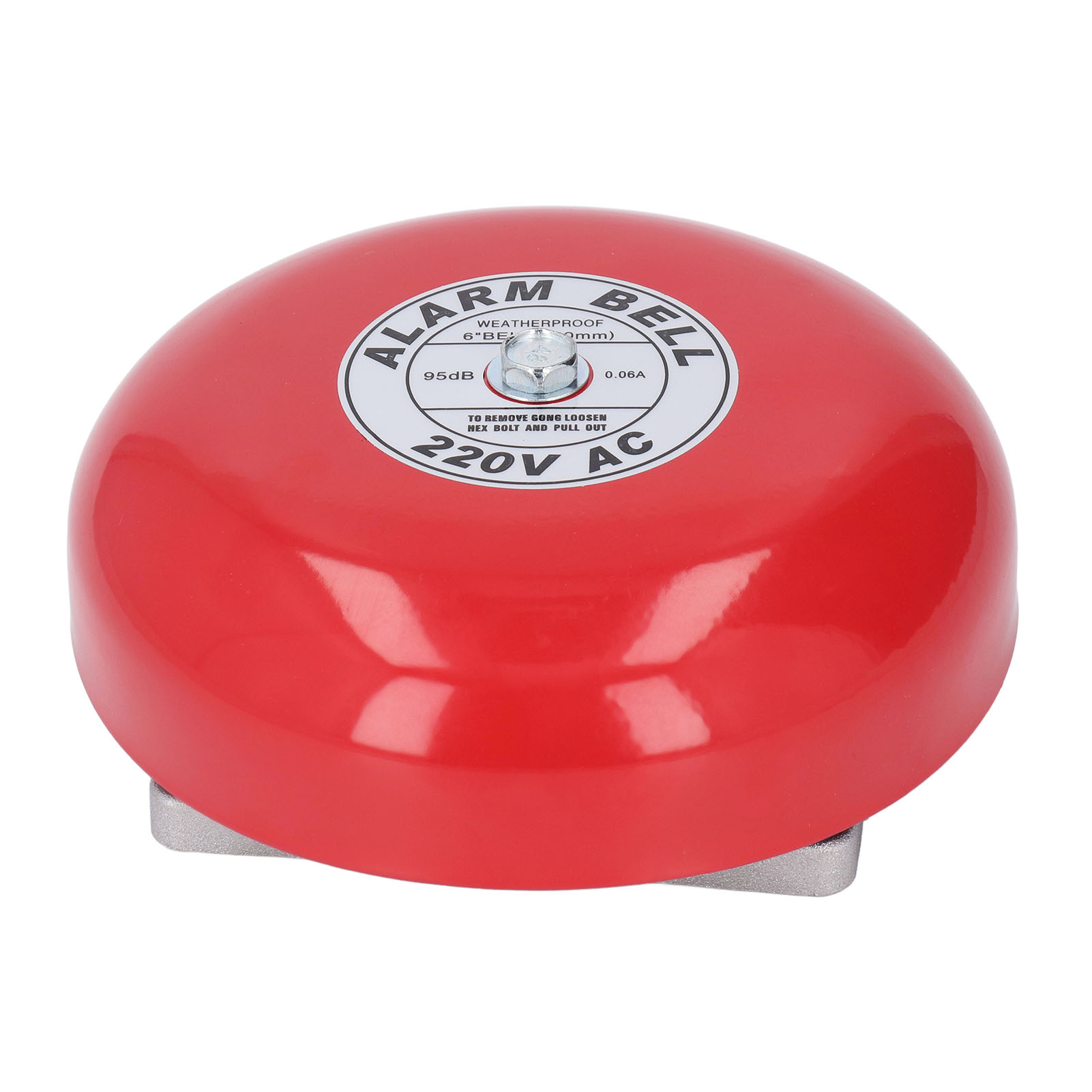Elektrische Feuermelderglocke Aus Metall, Rund, 15 Cm (6 Zoll), 95 Db, 220 V, Zubehör Für Zuhause, Hotel, Boot