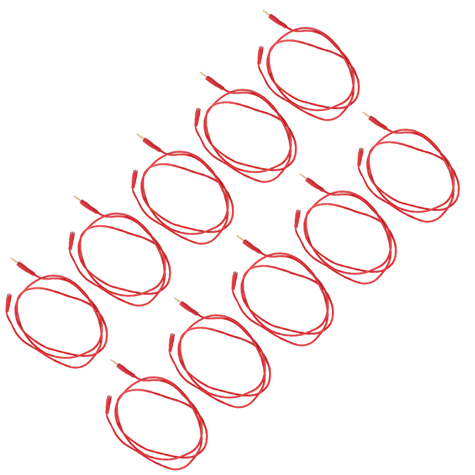 10er-set Bananenstecker-prüfleitungen Aus Pvc Und Messing, 2 Mm, Rot