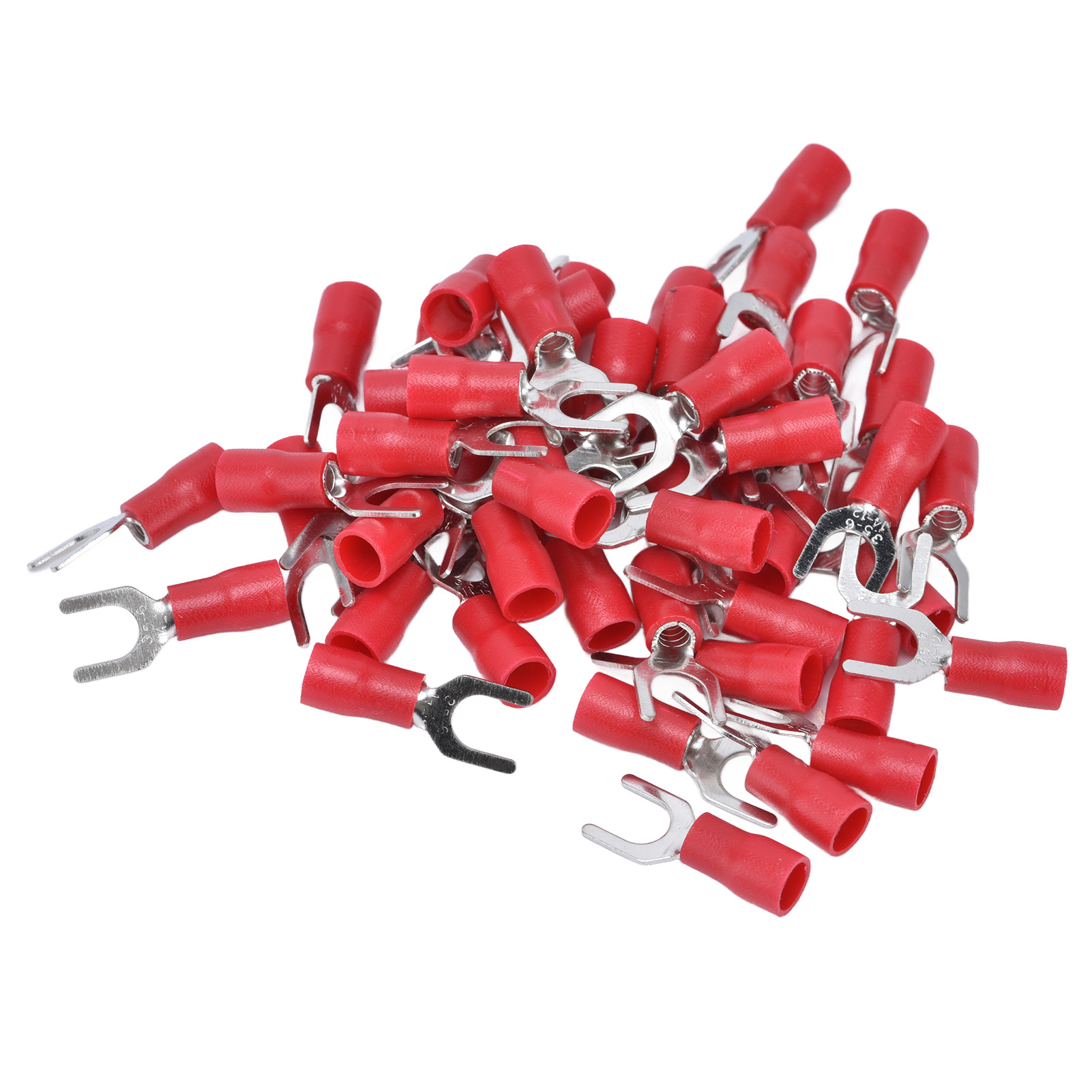 50-teiliges Set Isolierter Gabelklemmen-crimpverbinder Für 14–12 Awg-drähte, Passend Für Equipmentsv3.5–6, Rot
