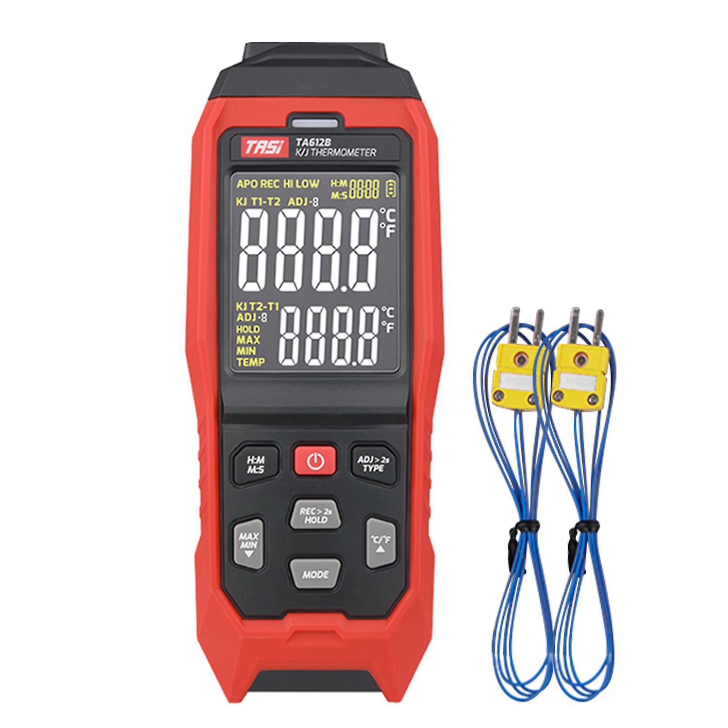 Ta612b 2-kanal-thermoelement-thermometer Typ K/j -2001372°c / -3282501°f Tragbares Digitales Thermometer Lc-ta612b-rot