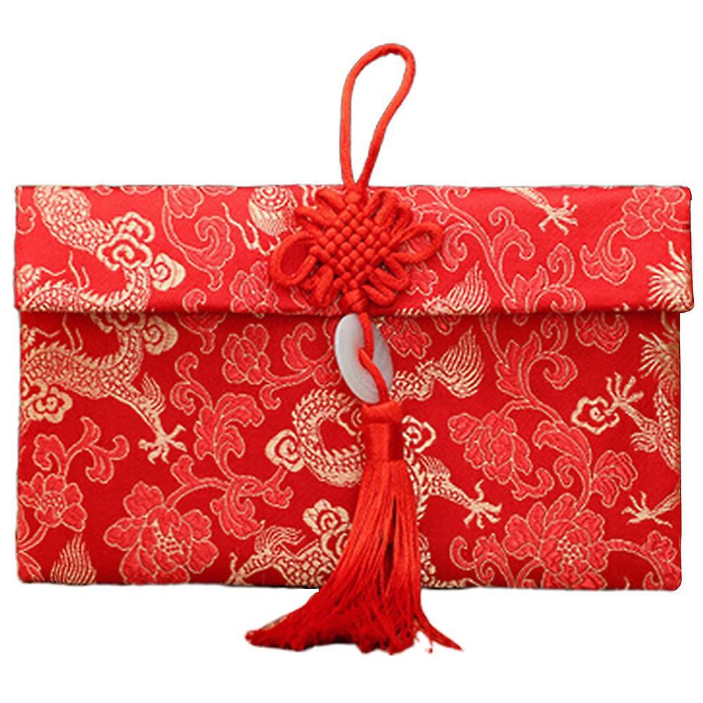 Kreativer, Roter Brokat-hochzeitsumschlag, Geschenk Im Wert Von 10.000 Yuan.