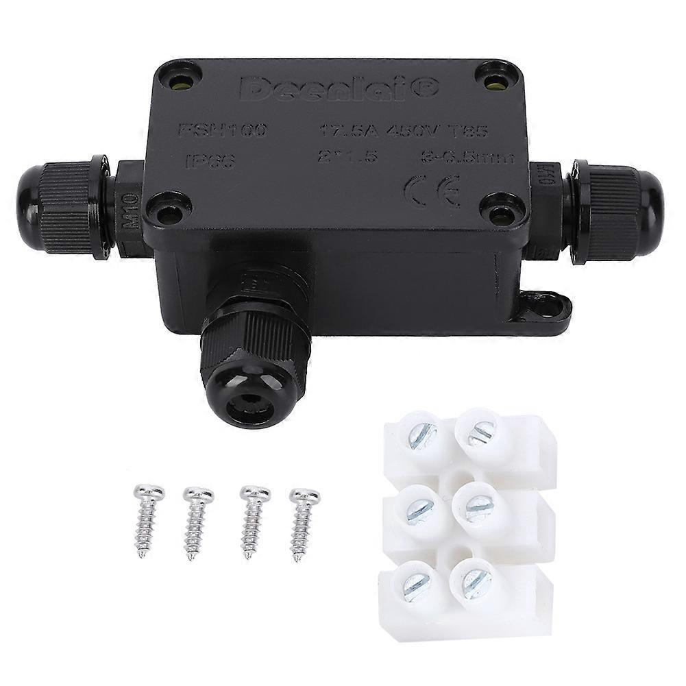 Wasserdichte Mini-anschlussdose Aus Schwarzem Pc, 1 Eingang, 2 Ausgänge, Für Den Außenbereich, Ip66, 3–6,5 Mm