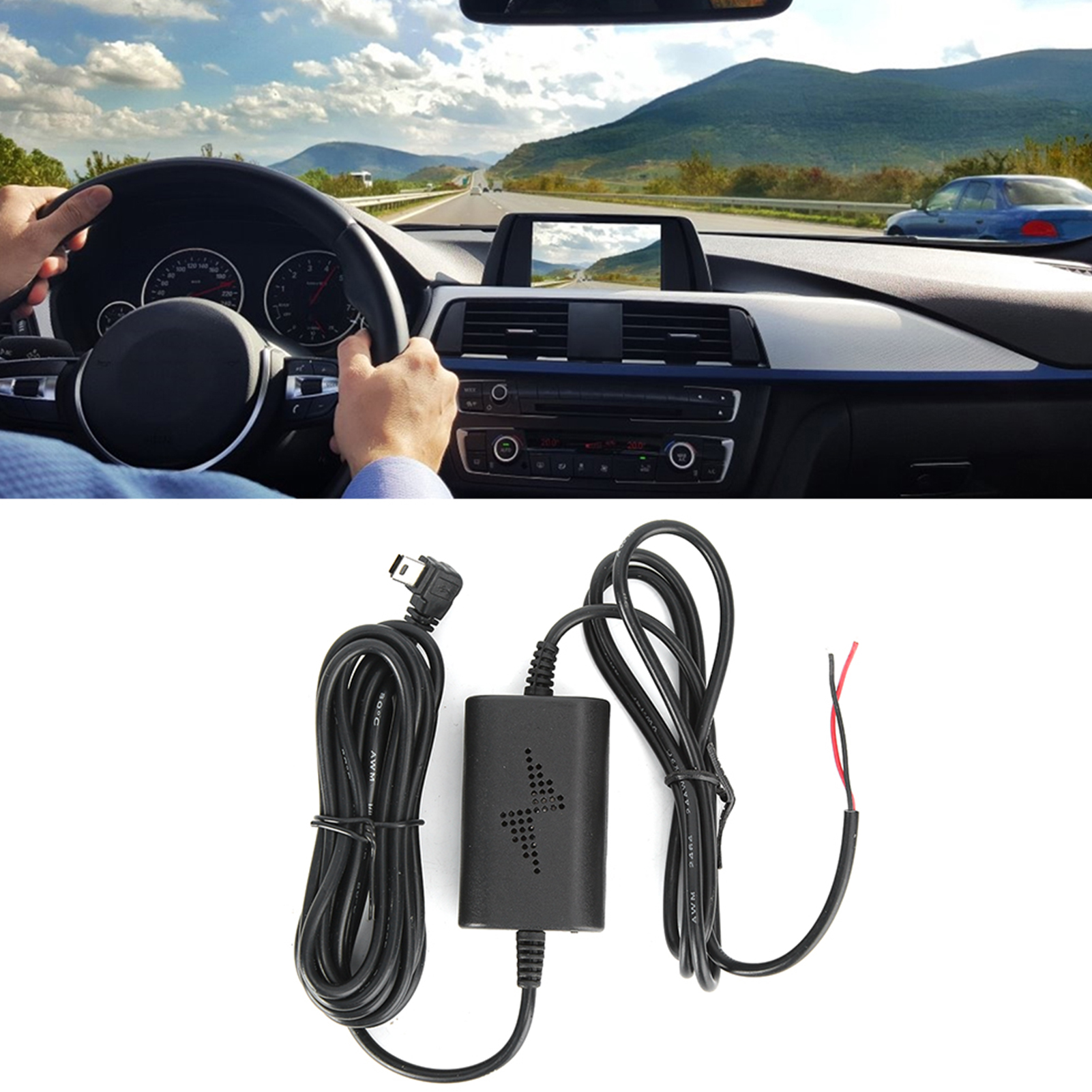 Dashcam-festverdrahtungsset 12v/24v Auf 5v 2,5a Mini-usb-abwärtskabel Mit Linkem Winkel Für Parküberwachung