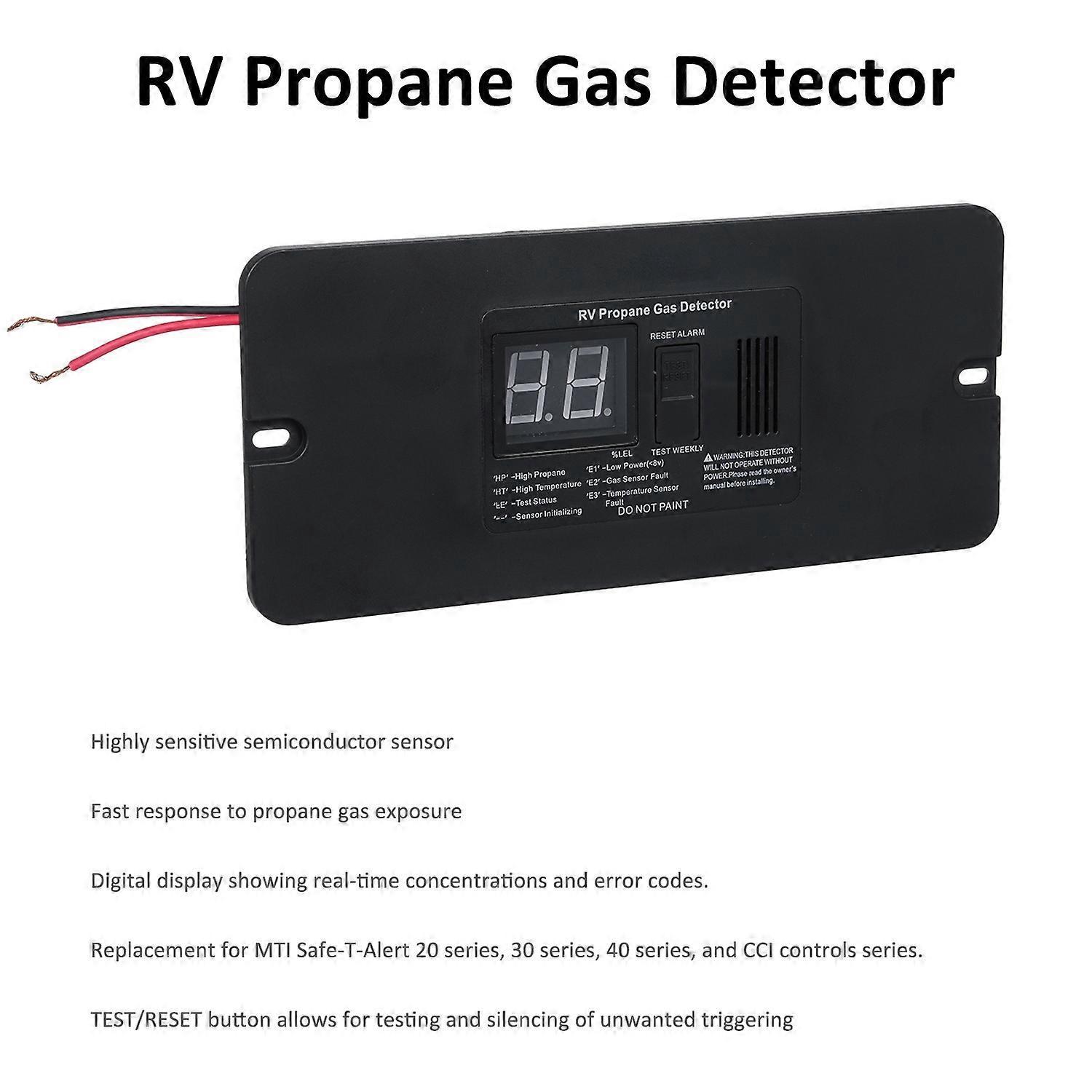Digitaler Propangasdetektor Für Wohnmobile Mit 85 Db Lautem Alarm, 12 V Gleichstrom-gasalarm Für Wohnwagen Und Wohnmobile (schwarz)