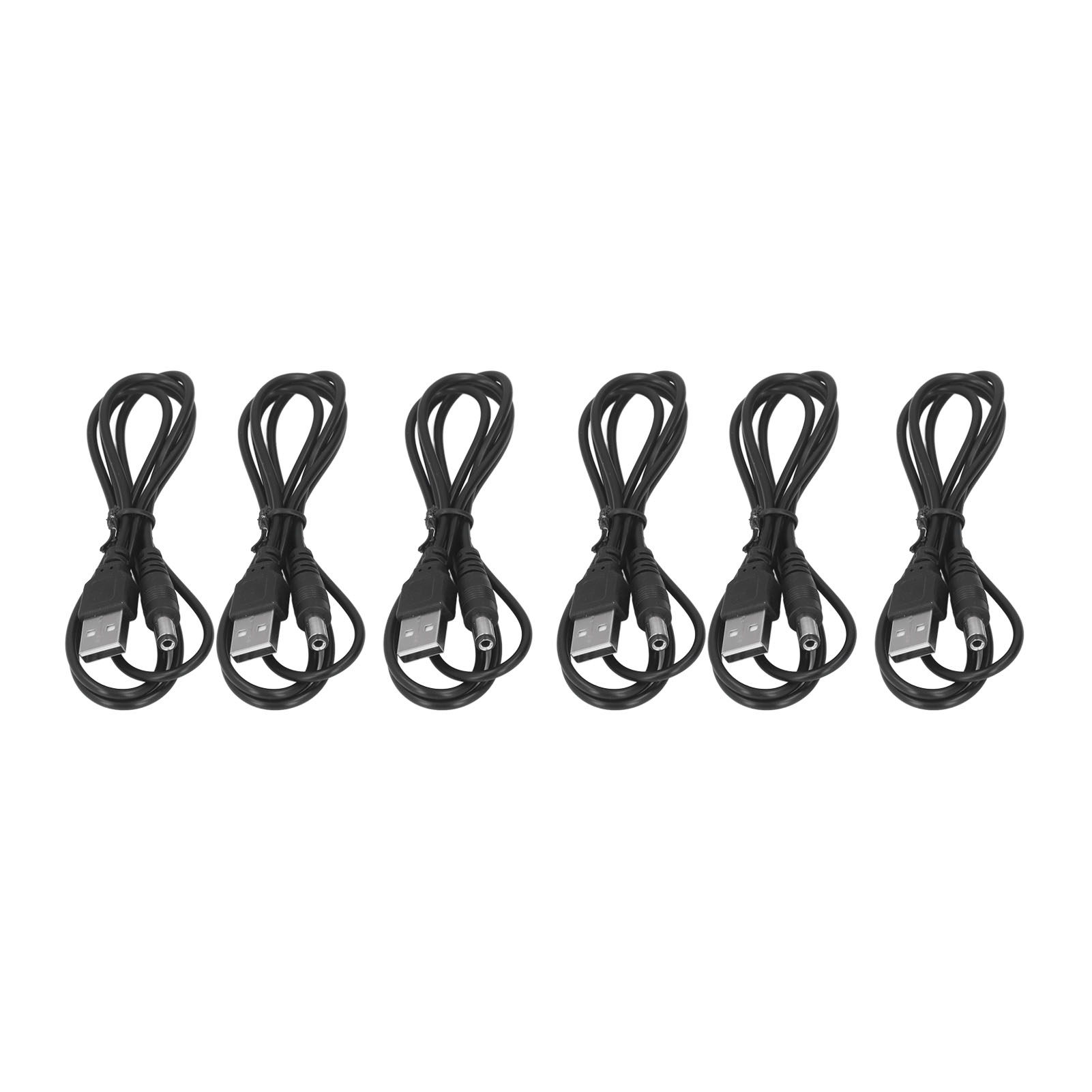 6 Stück 5v Dc-anschlusskabel Usb 2.0 A Stecker Auf 5,5x2,1mm Ladebuchse (hohlstecker) Schwarz