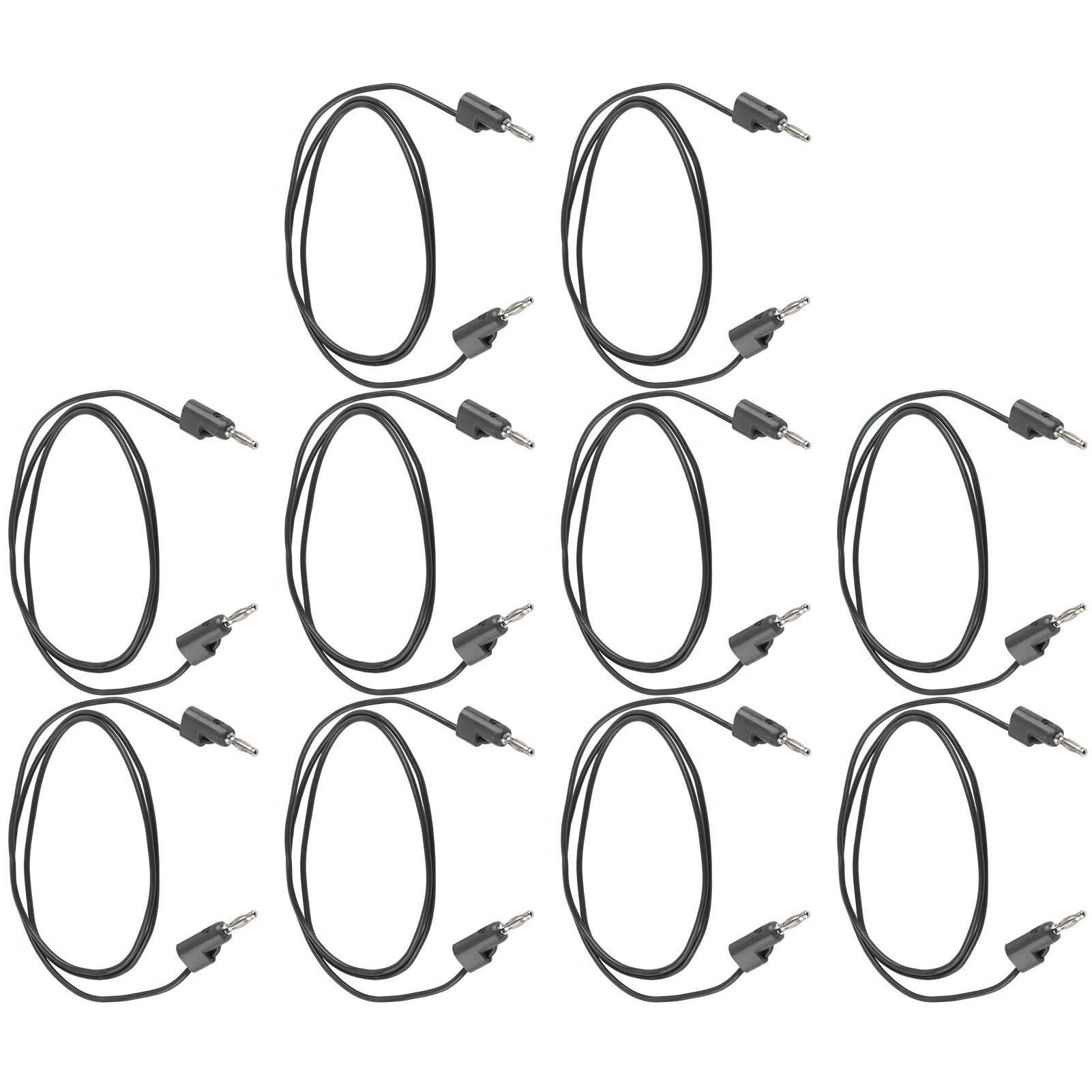 10er-set Bananenstecker-prüfleitungen, Stecker Auf Stecker, Messingkern, Elektrische Prüfleitungen J.70006, 4 Mm, Schwarz