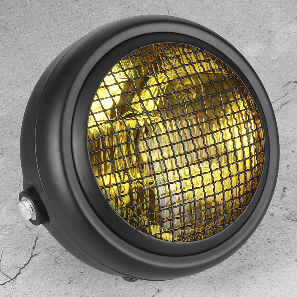 7-zoll-motorradgrill-scheinwerfer, 55 W, Retro-stil, Halogen-scheinwerfer Mit Hoher Helligkeit, Gelbe Linse