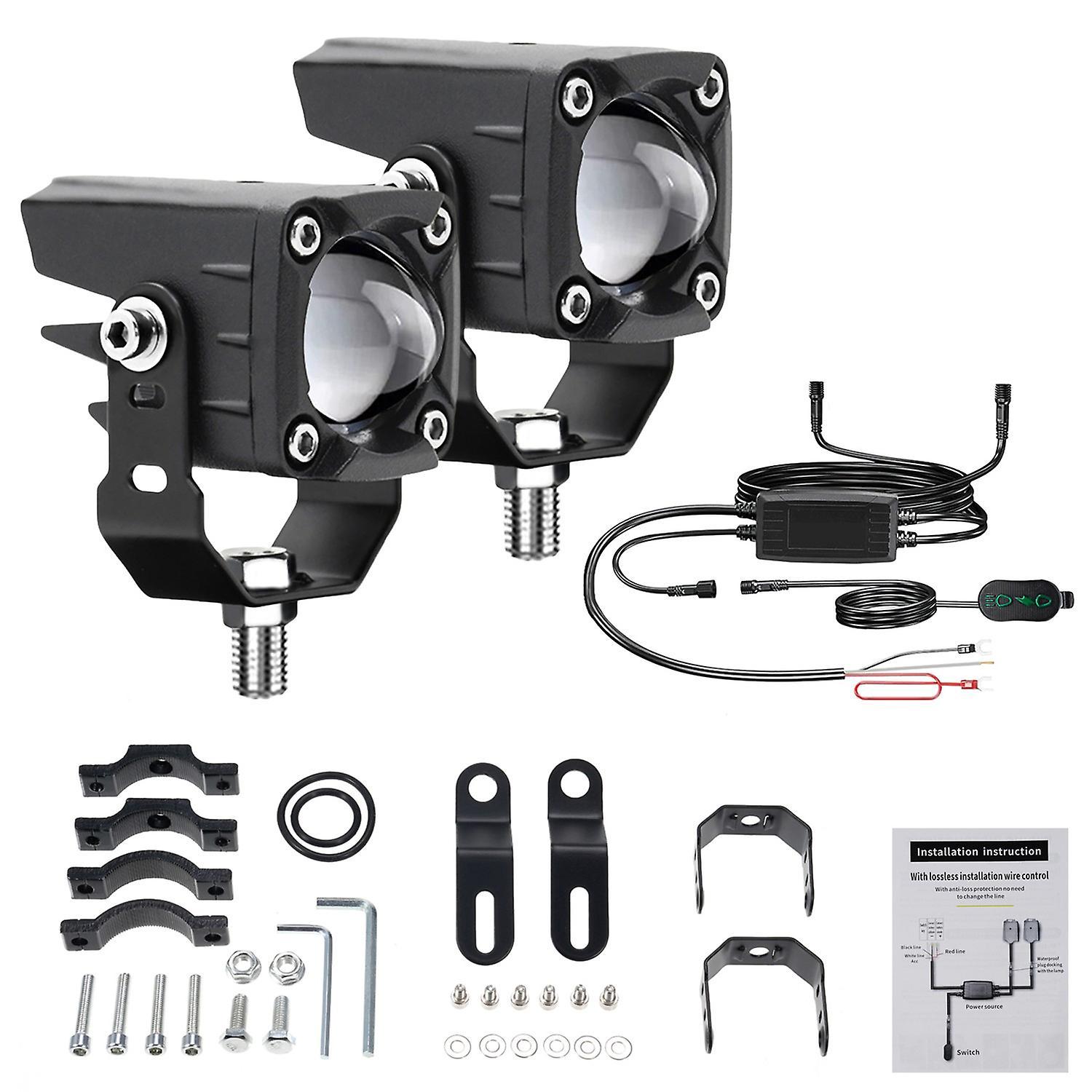 Motorrad-led-nebelscheinwerfer, 120 W, 18000 Lm, 6 Beleuchtungsmodi, Led-zusatzscheinwerfer Mit Kabelbaum