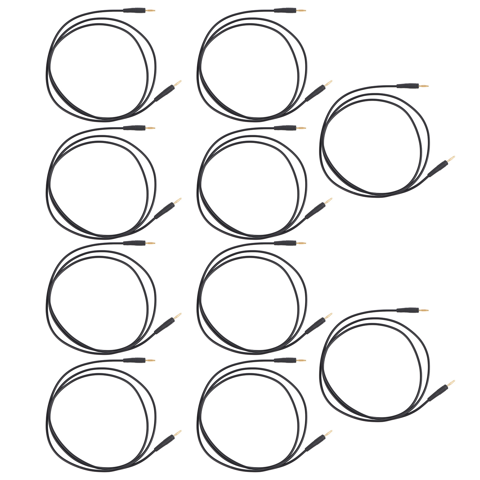 10er-set Bananenstecker-prüfleitungen, Verschweißt, Stecker Auf Stecker, Prüfkabel Für Heimindustrie, 0,44 Mm², Schwarz