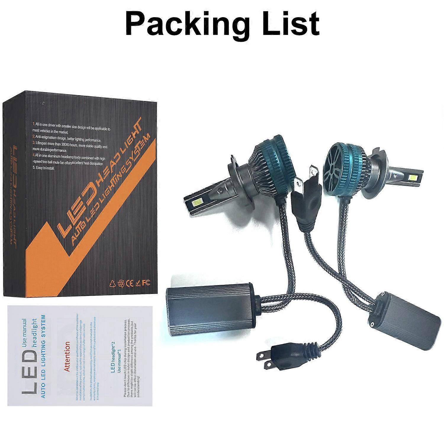 H7 Led-autolampen-umrüstsatz, Wasserdichter Autoscheinwerfer-satz, 12–24 V, 6500 K Weißes Licht, Doppelspule