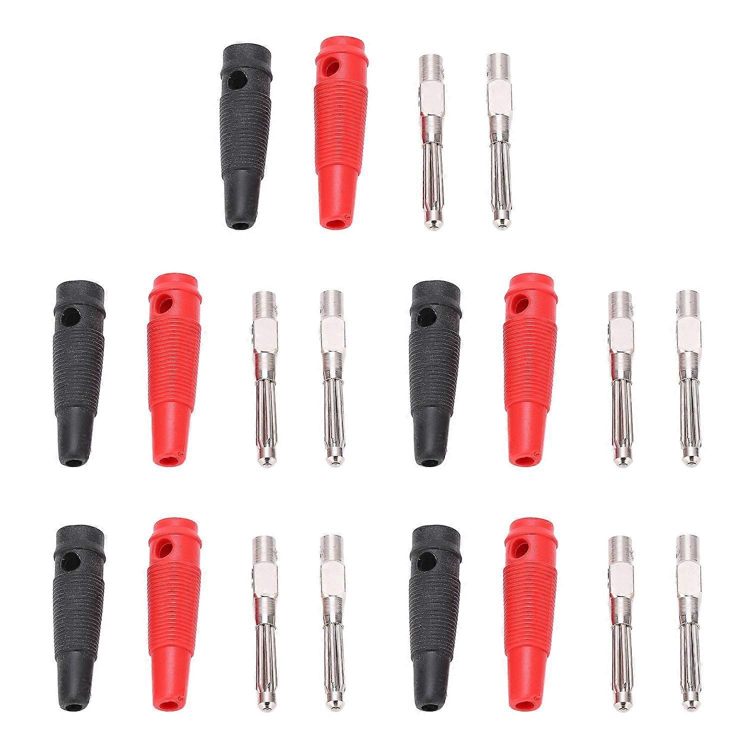 10 Stück 4 Mm 7-polige Bananenstecker, Stapelbar, 32 A, 1000 V, Schwarz/rot, Mit Weicher Hülse, Schraubanschluss Für Wig-schweißen