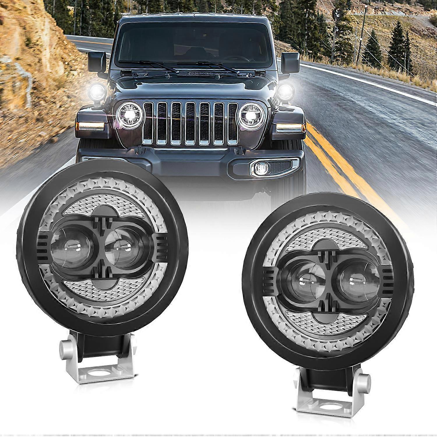 Led-lichtleiste, 2 Stück 120 W 18000 Lm Superhelle Spot-fahrscheinwerfer Wasserdichte Nebelscheinwerfer Runde Led-leuchte