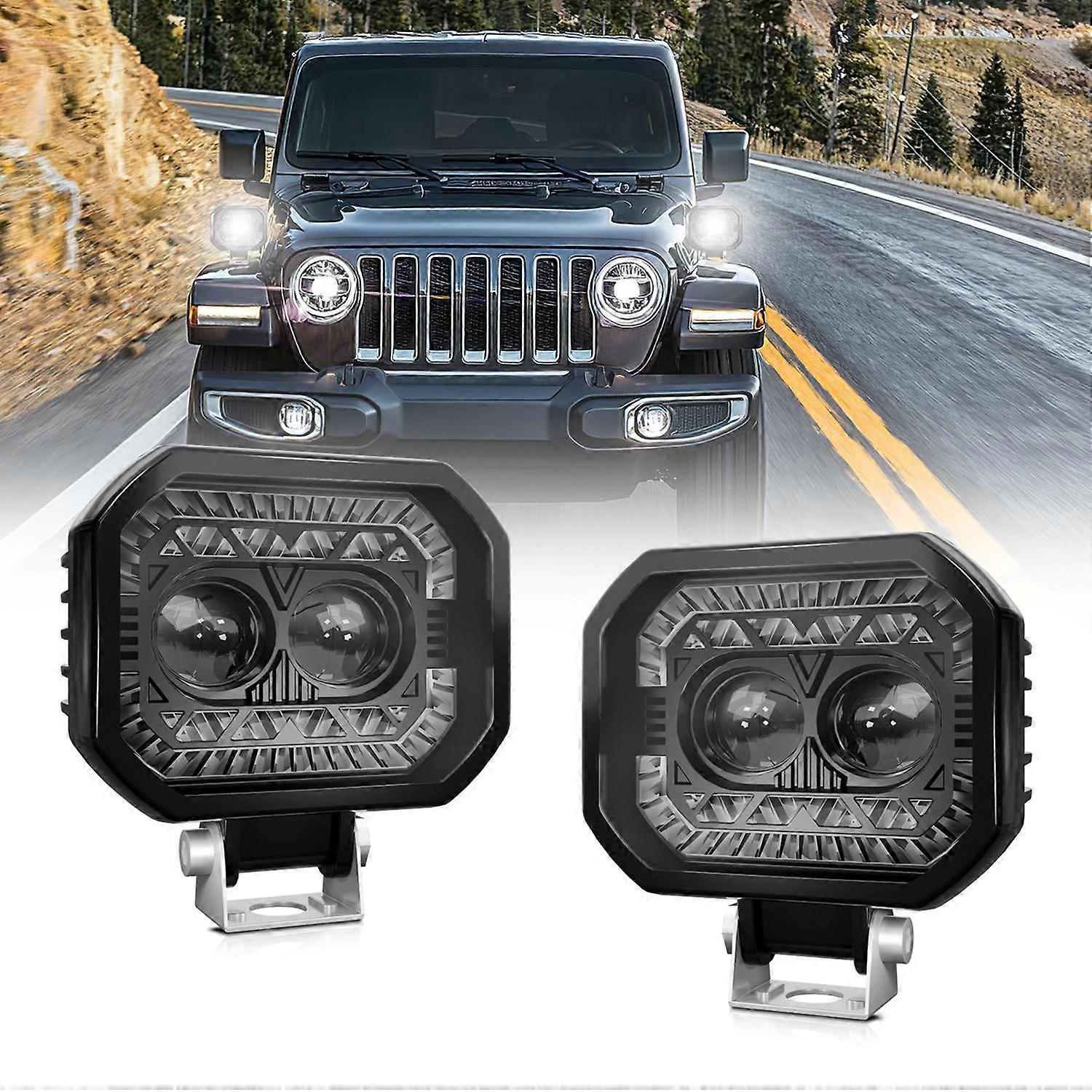 Led-lichtleiste, 2 Stück 120 W 18000 Lm Superhelle Spot-fahrscheinwerfer Wasserdichte Nebelscheinwerfer Quadratische Led P