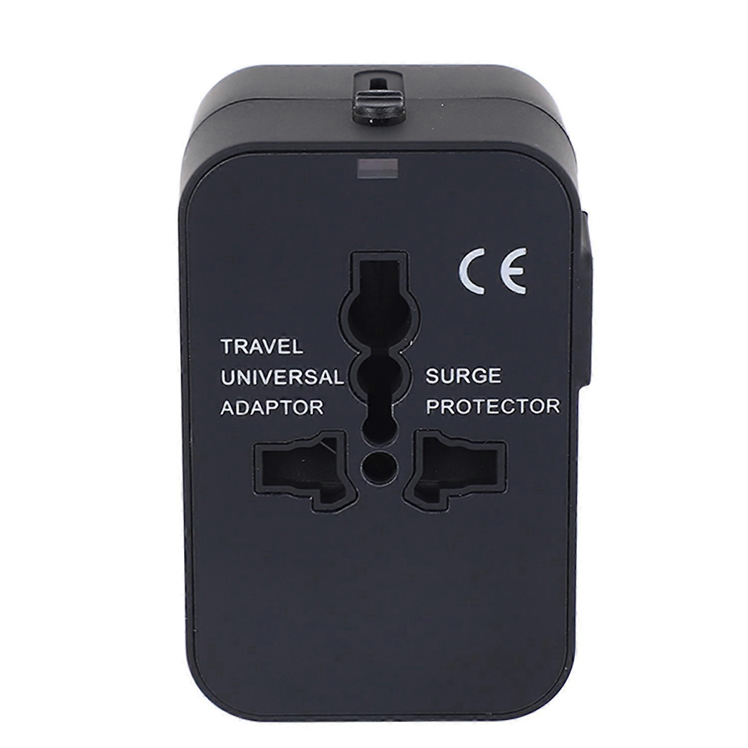 Netzsteckeradapter Mit Zwei Usb-anschlüssen, Internationaler Steckeradapter (100–240 V Wechselstrom), Schwarz