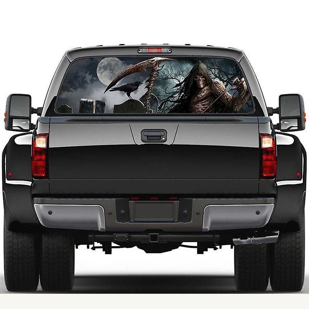 Heckscheibenaufkleber „sensenmann“ Friedhofsmotiv Für Auto, Suv, Lkw, 135 X 36 Cm