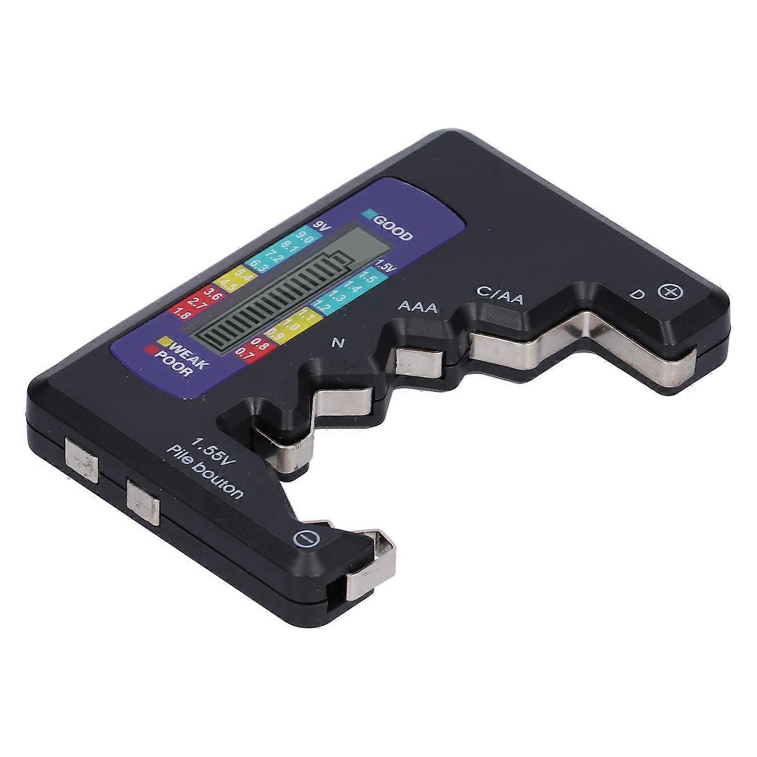 Universeller Batterietester Für Den Haushalt, Kapazitätsprüfer Für Dc Aa Aaa N 9v Knopfzellen, Schwarz