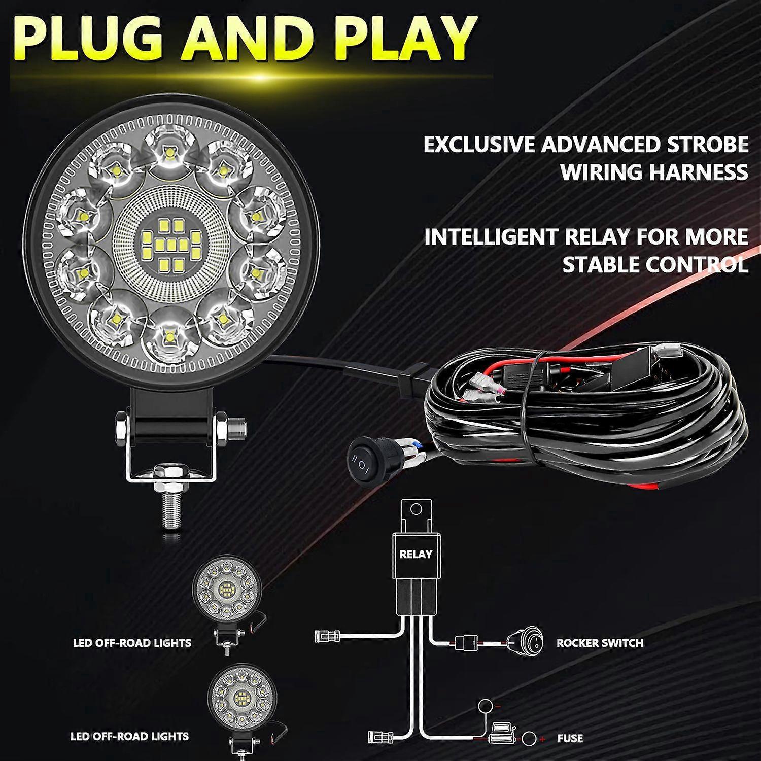 2 Stück 3 Zoll 140w Led-lichtleiste, Weiße Arbeitsscheinwerfer, Nebelscheinwerfer, Offroad-fahrscheinwerfer Mit Verkabelung