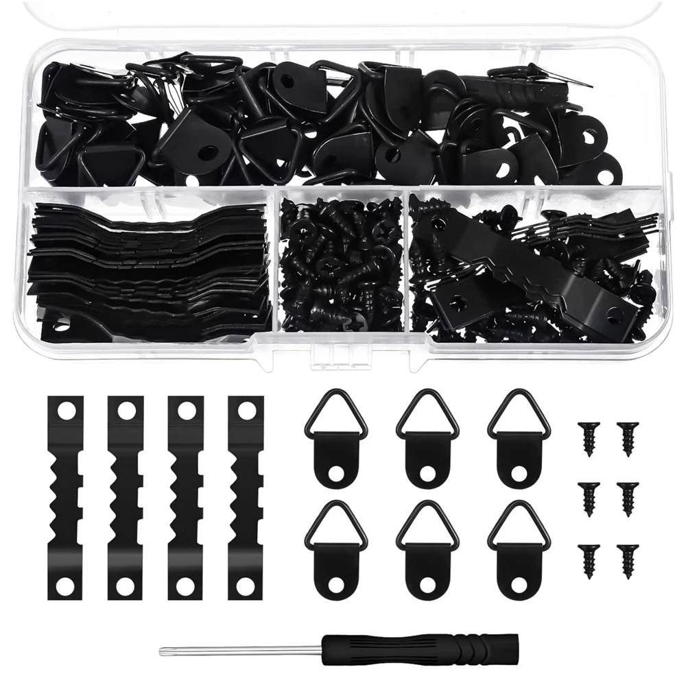 252x Kit Crochets De Fixation Murale Sans Trace Assortiment - Accroche Tableau, Cadre Photo, Décoration Murale - 252 Teile, Clous Adhésifs, Crochets Métalliques Support Murale - Noir