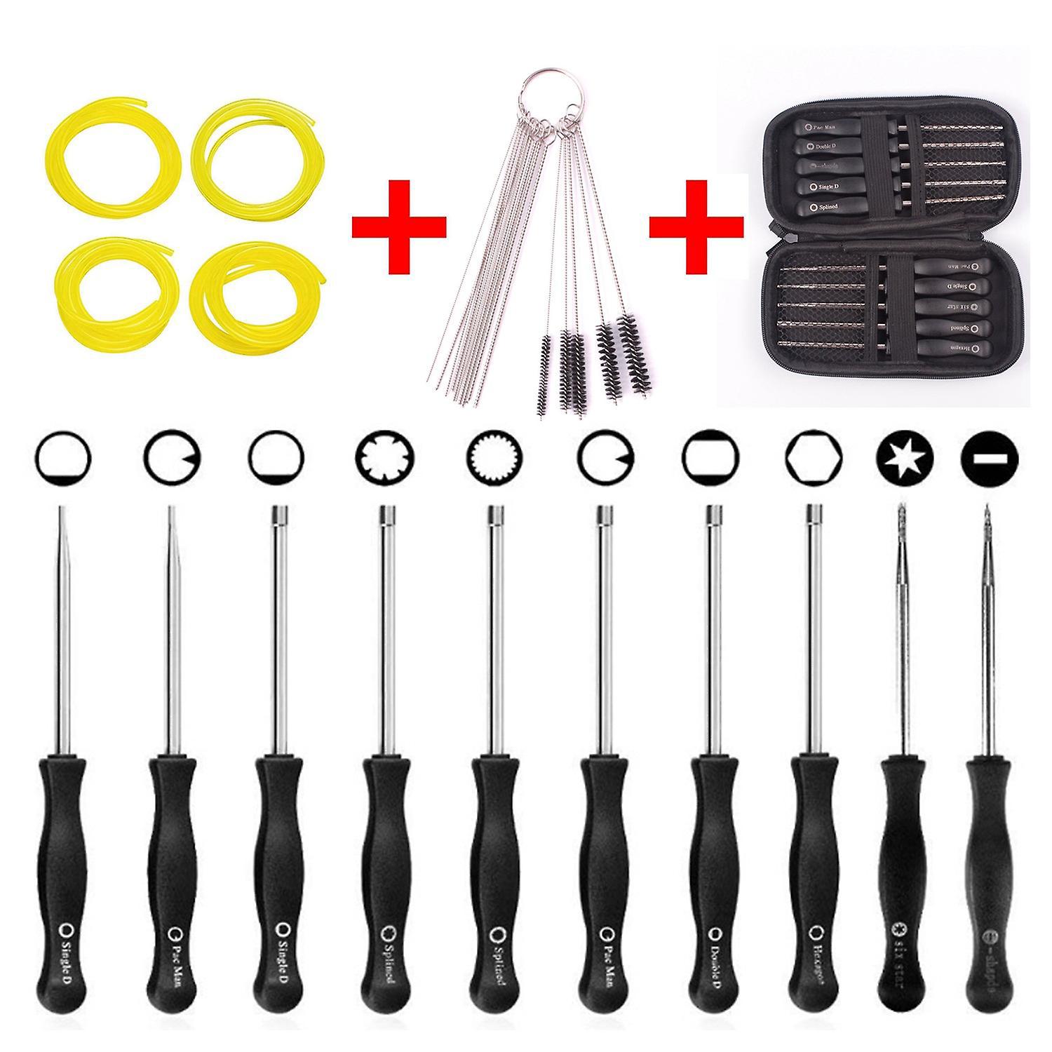 10er-pack Vergaser-einstellwerkzeug + Tragetasche + Reinigungsset + Kraftstoffschlauch Für Gängige 2-takt-motoren