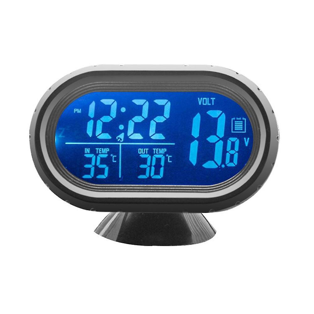 Autouhr, Thermometer, Voltmeter 3-in-1 Lcd-digitalmonitor, Temperatur- Und Spannungsmesser, Anzeigegerät