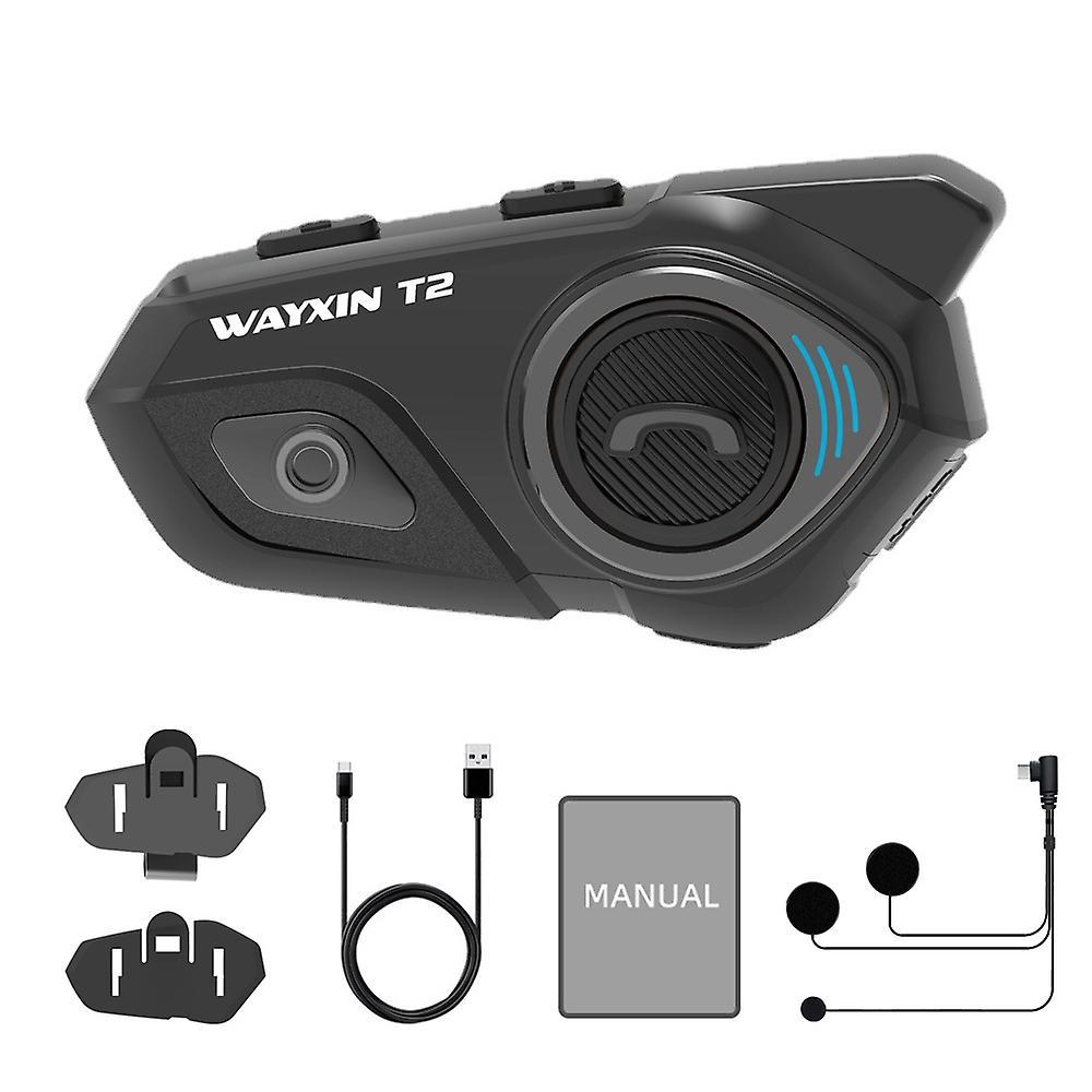 Wayxin Motorradhelm-intercom-system, 2-wege-kommunikation, 30 M Reichweite, Bluetooth-headset, Geräuschunterdrückung, Ip67 Wasserdicht, Mikrofon Mit Su-taste – Schwarz