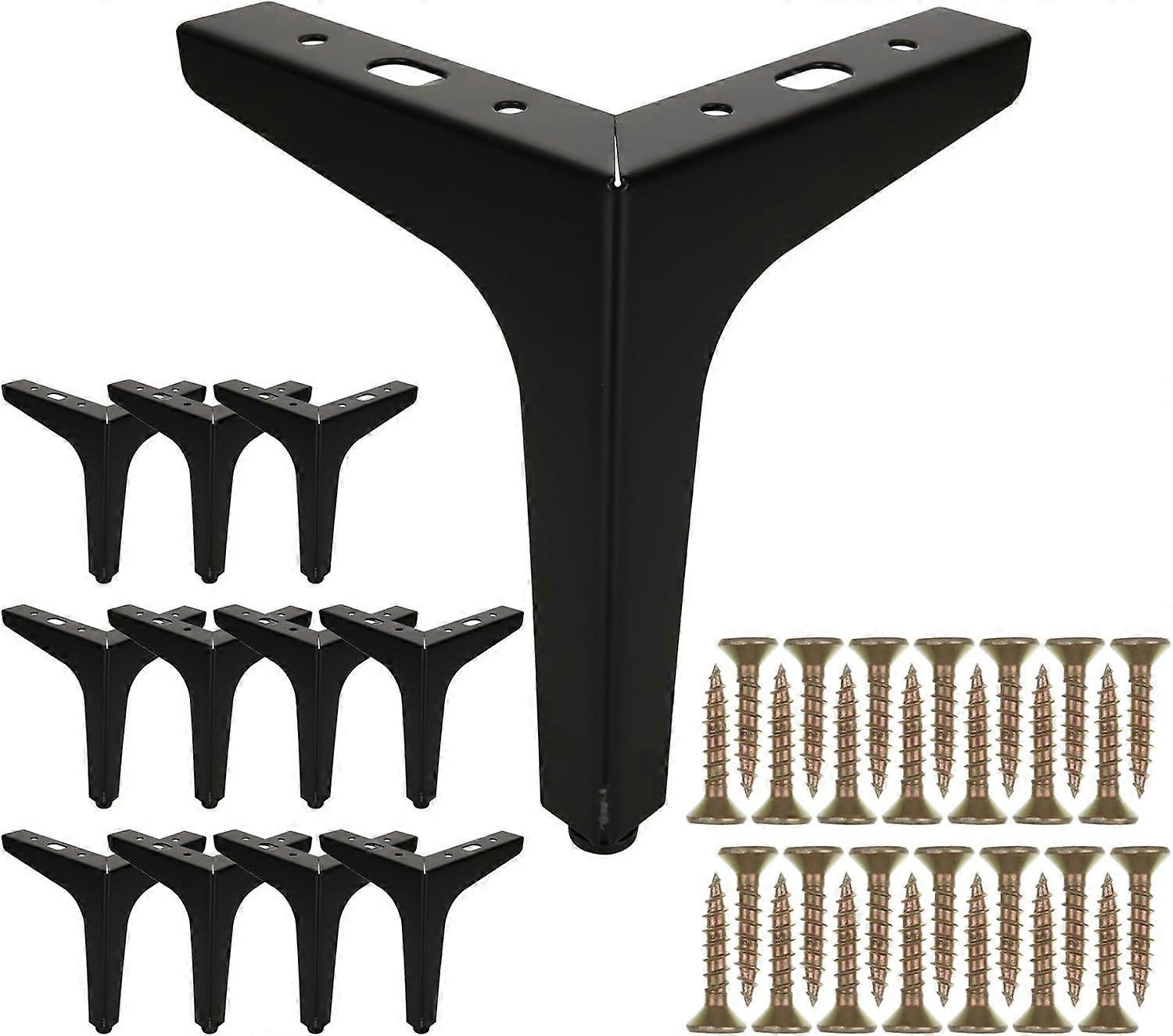 Verstellbare Schrankfüße 15 Cm/6 Zoll, 12 Stück Schwarze Metallfüße Für Möbel, Moderne Metallmöbelfüße Für Schrank, Sofa, Couch Und Stuhl - 15 X 13 Cm