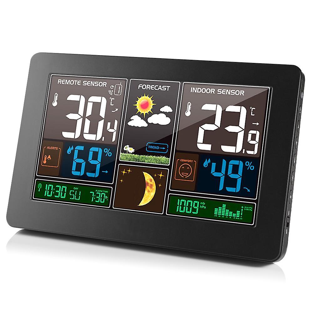 3-in-1 Kabellose Wetterstation Für Drinnen Und Draußen: Thermometer, Hygrometer, Barometer, Usb-stromversorgung, Eu-stecker, Schwarz