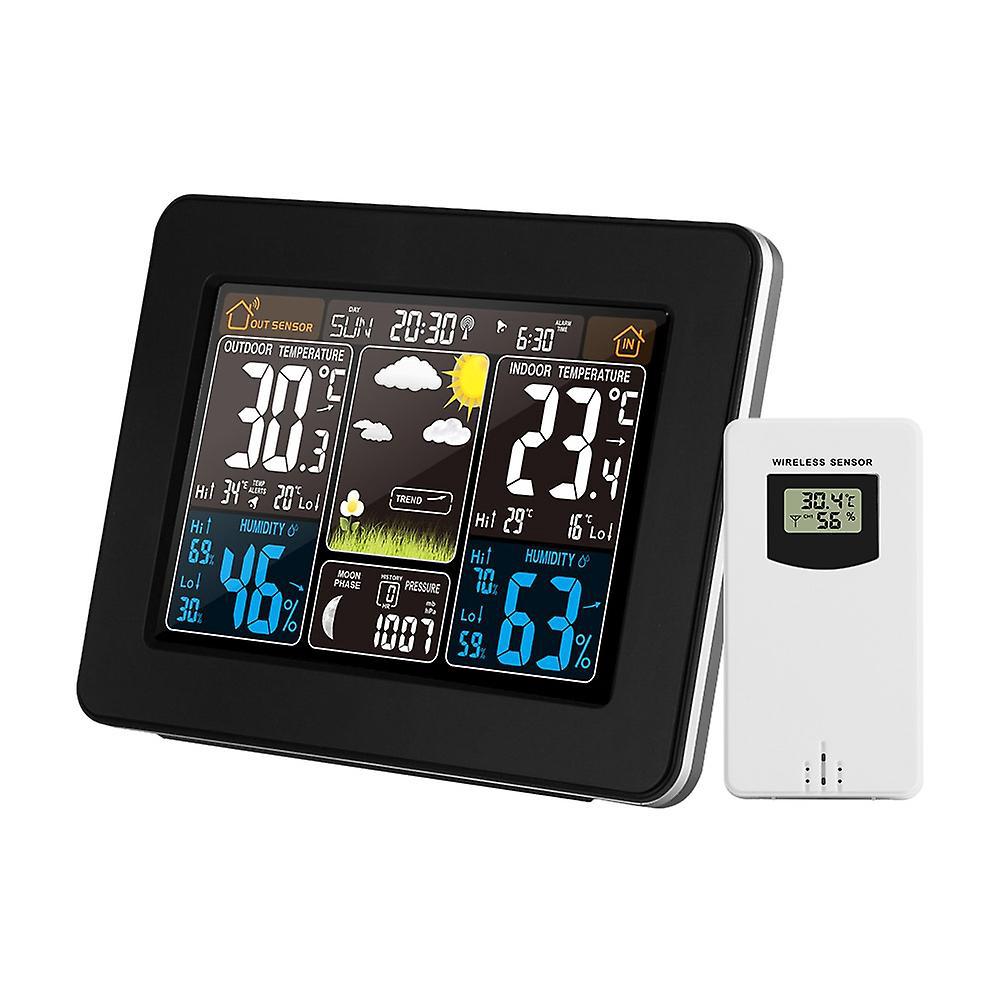 Drahtlose Farbwetterstation Für Den Innen- Und Außenbereich Mit Anzeige Von Temperatur, Luftfeuchtigkeit, Barometer, Thermometer Und Hygrometer