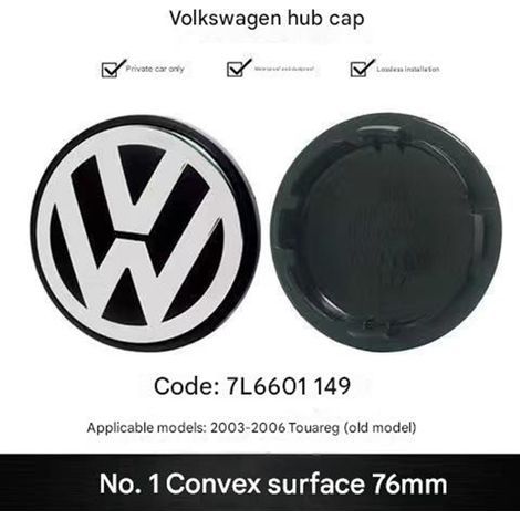 1x 76 Mm Konvexe Radnabenkappe/abdeckung, Kompatibel Mit Volkswagen Bora, Sagitar, Lavida, Jetta, Magotan, Santana, Passat, Polo – Ersatz-radnabenkappe Mit Felgenmittenlogo – Schwarz