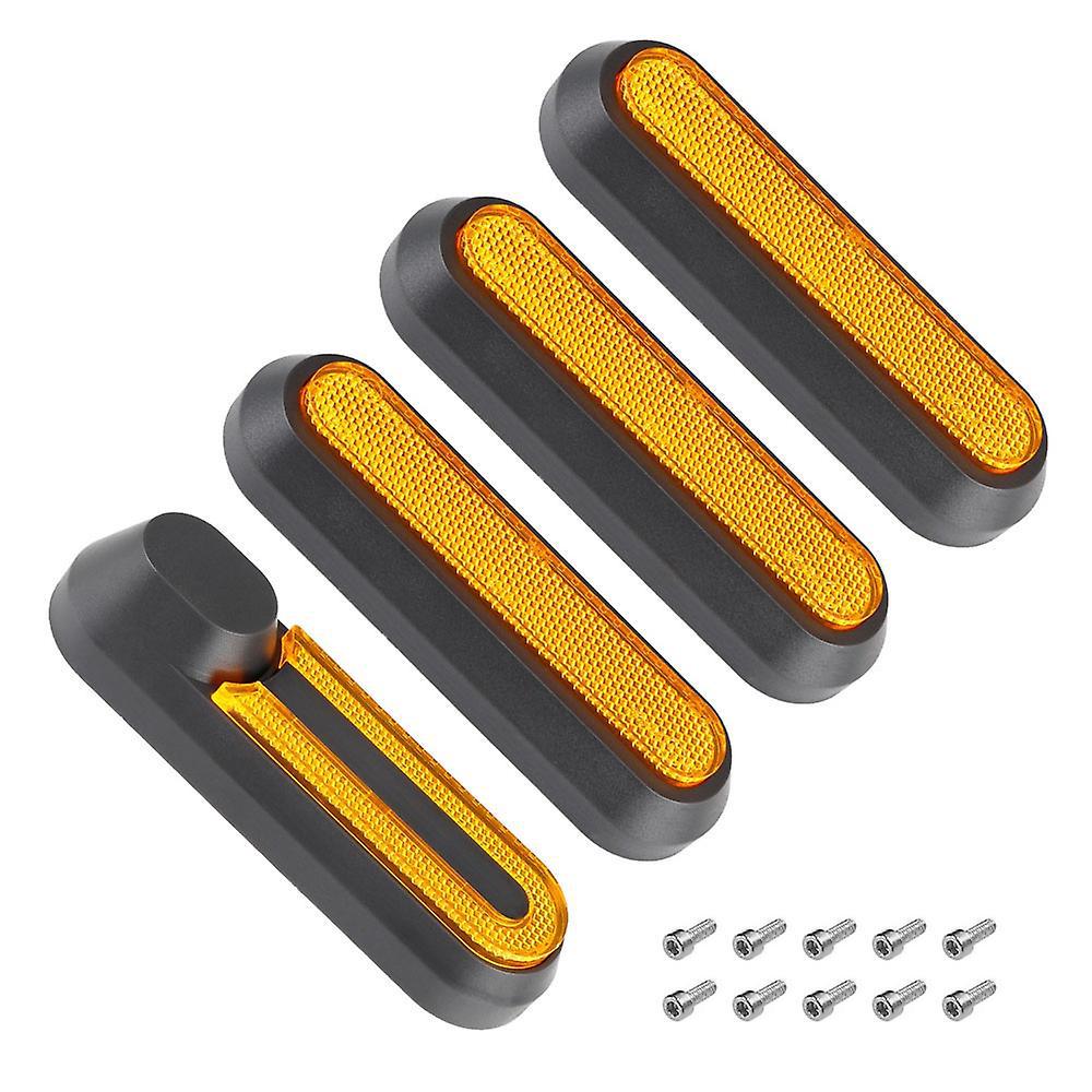 4-teiliges Felgenzier-set Für Elektroroller, Reflektorstreifen, Gabelkappe, Radseitenzierleiste, Schwarz-orange