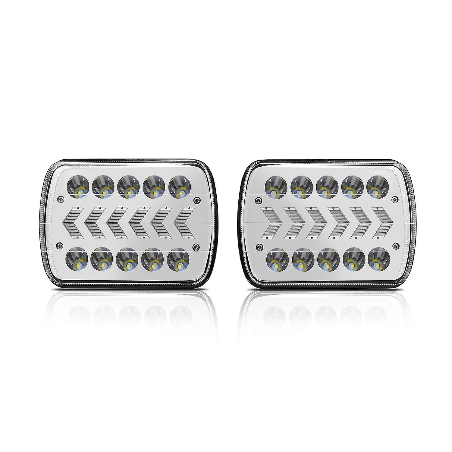 2er-pack 7-zoll-led-scheinwerfer Mit Weißem Fern- Und Abblendlicht Sowie Dynamischen, Sequenziellen Blinkern In Gelb – Schwarz