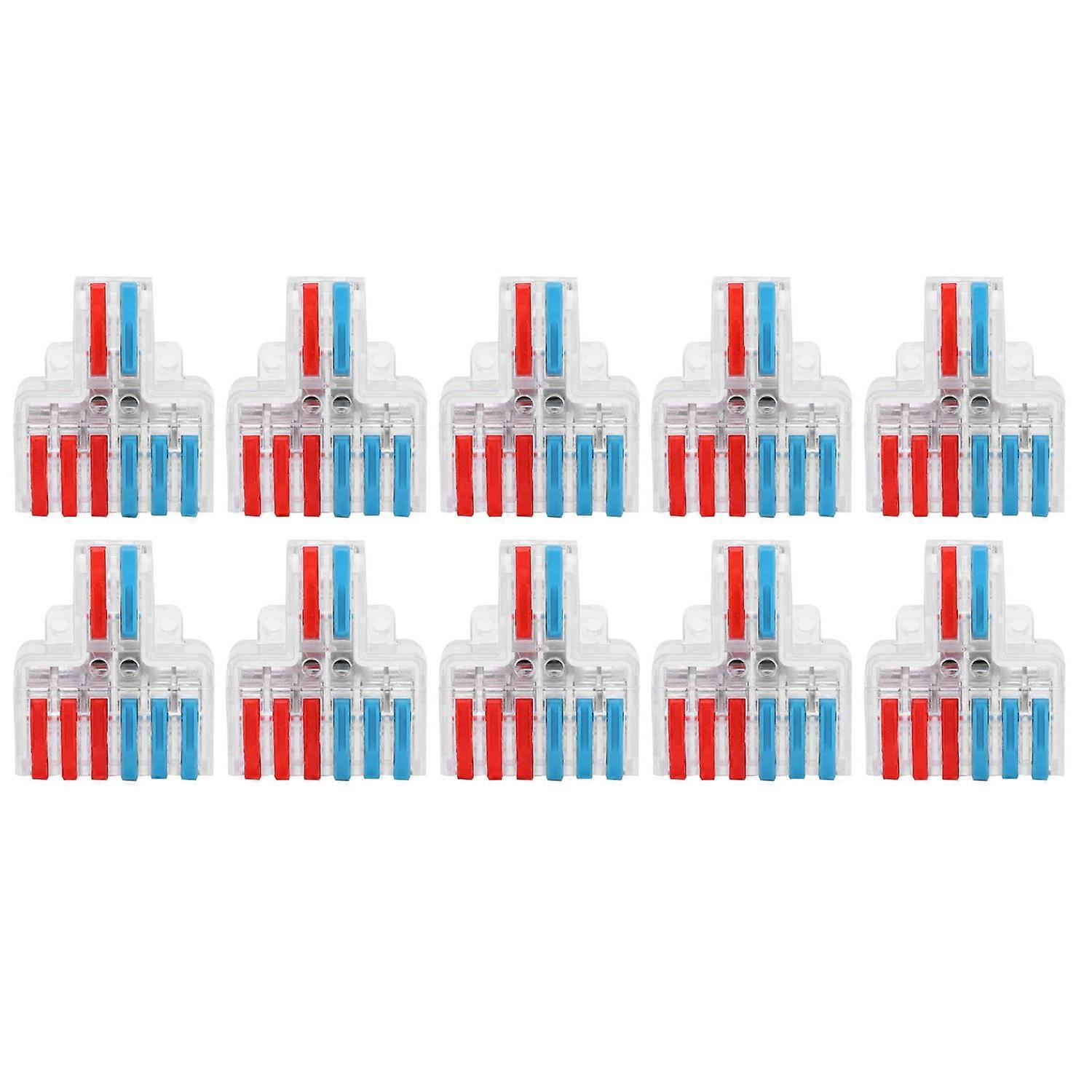 10 Stück Elektrische Steckverbinder, Drahtblock, Schnellverbinder, Klemmenblöcke, 2 Eingänge, 6 Ausgänge, Lt-623, Transparent