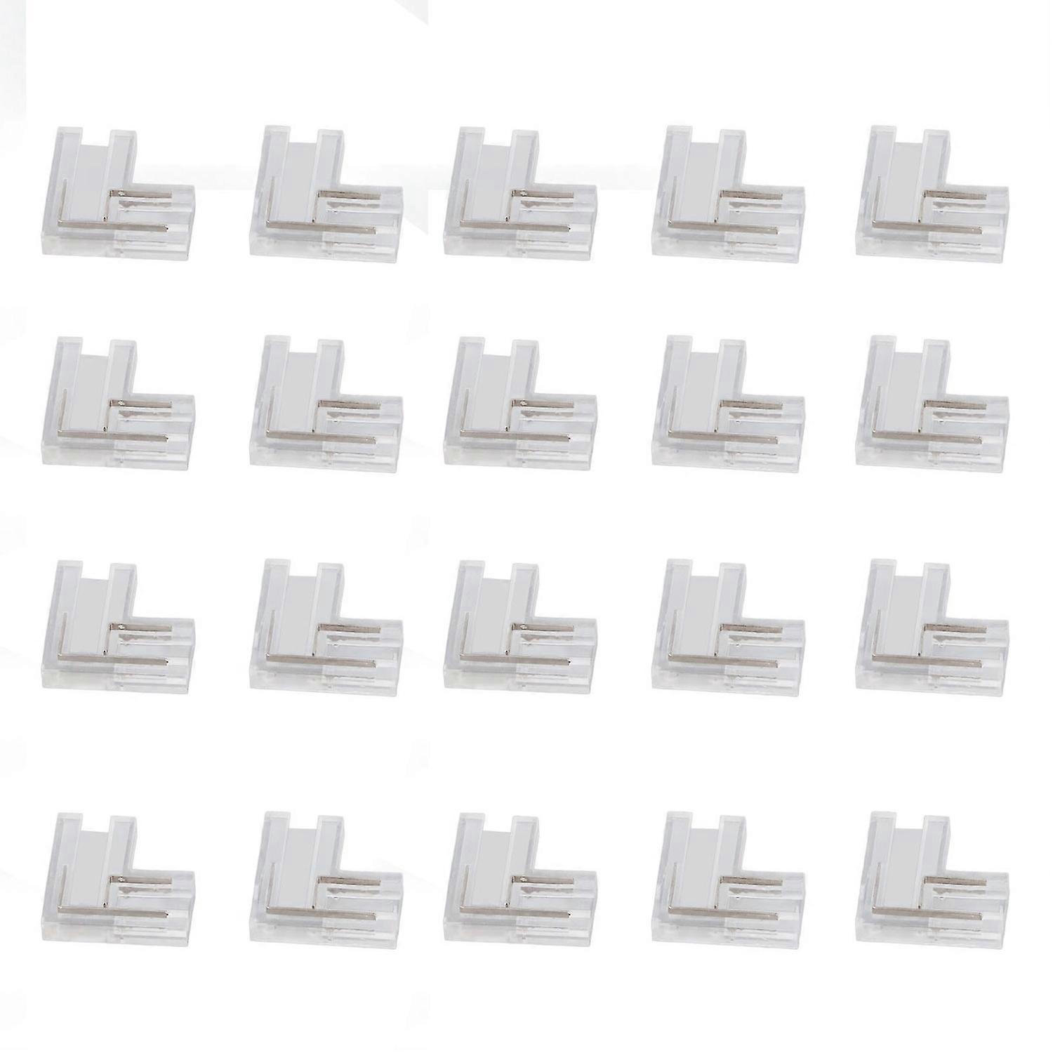 20 Stück Fcob Cob-steckverbinder, Transparent, L-förmig, 8 Mm (0,31 Zoll), 2-polig, V+v‑, Einfarbig, Für Led-streifen