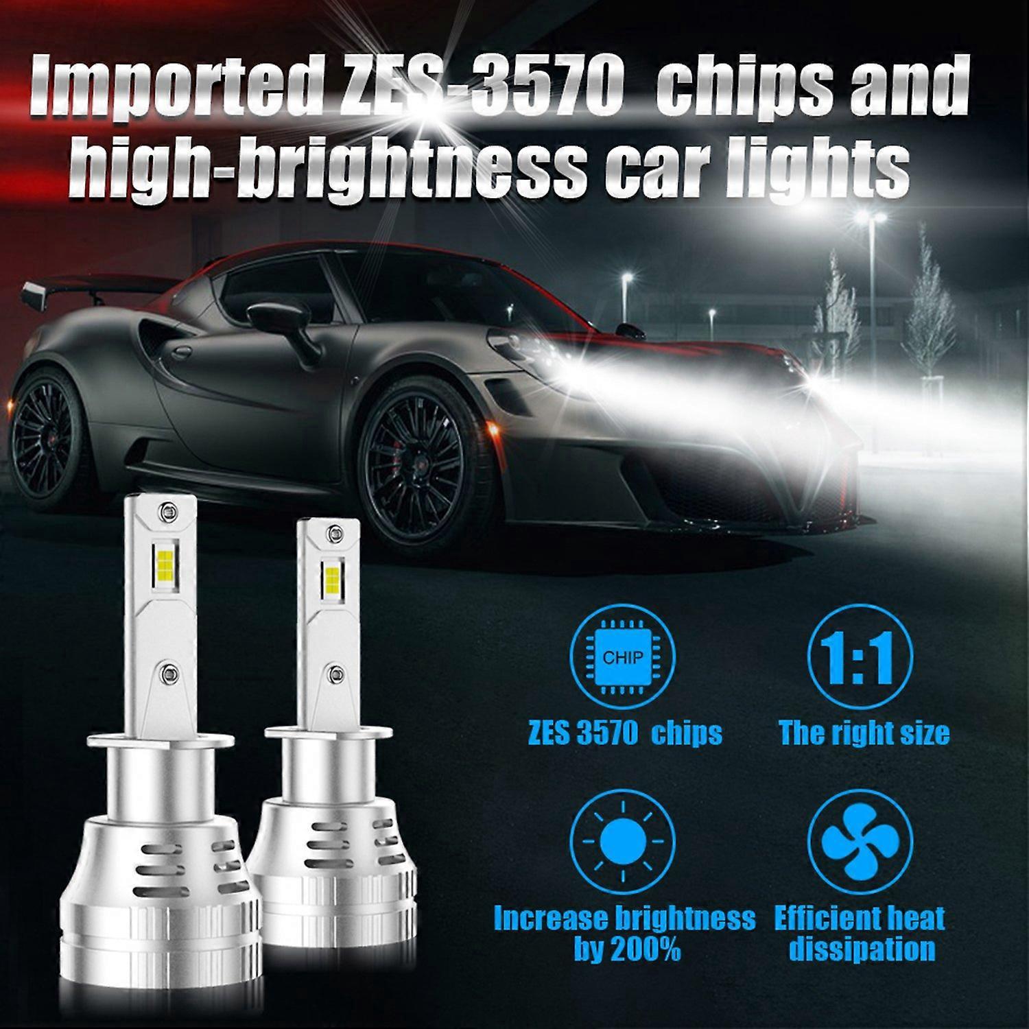 H1 Led-lampen, 200 % Hellere Led-autoscheinwerfer, 100 W, 6000 K, Ip68 Wasserdicht, Mit Stecker