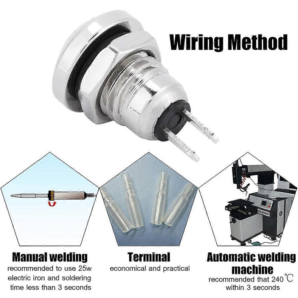 1a 24v 8mm Mini-wasserdichter Kfz-momentan-drucktaster, Vernickeltes Messing
