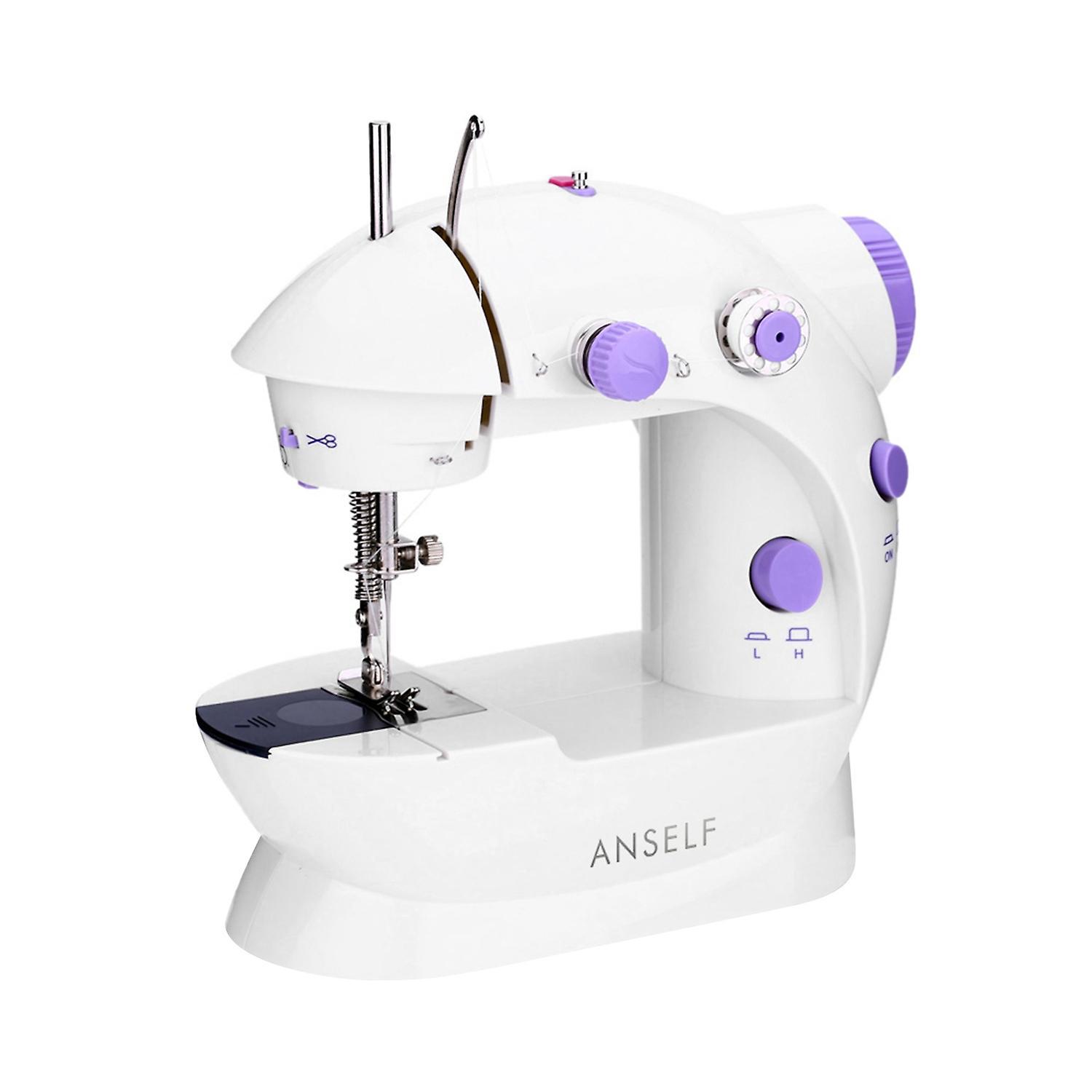 Anself Mini-elektronähmaschine, Lila, 2 Geschwindigkeiten, Mit Licht Und Fußpedal, Ac100