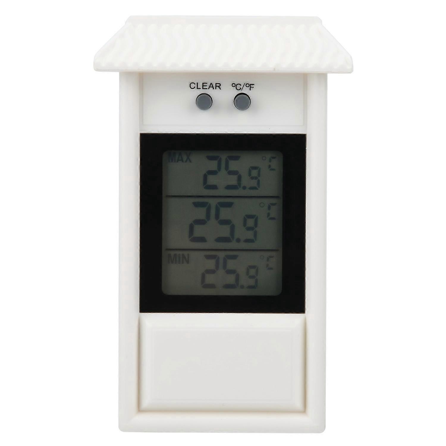 Digitales Thermometer Für Den Außenbereich, Wasserdicht, Weiß, Mit Haken